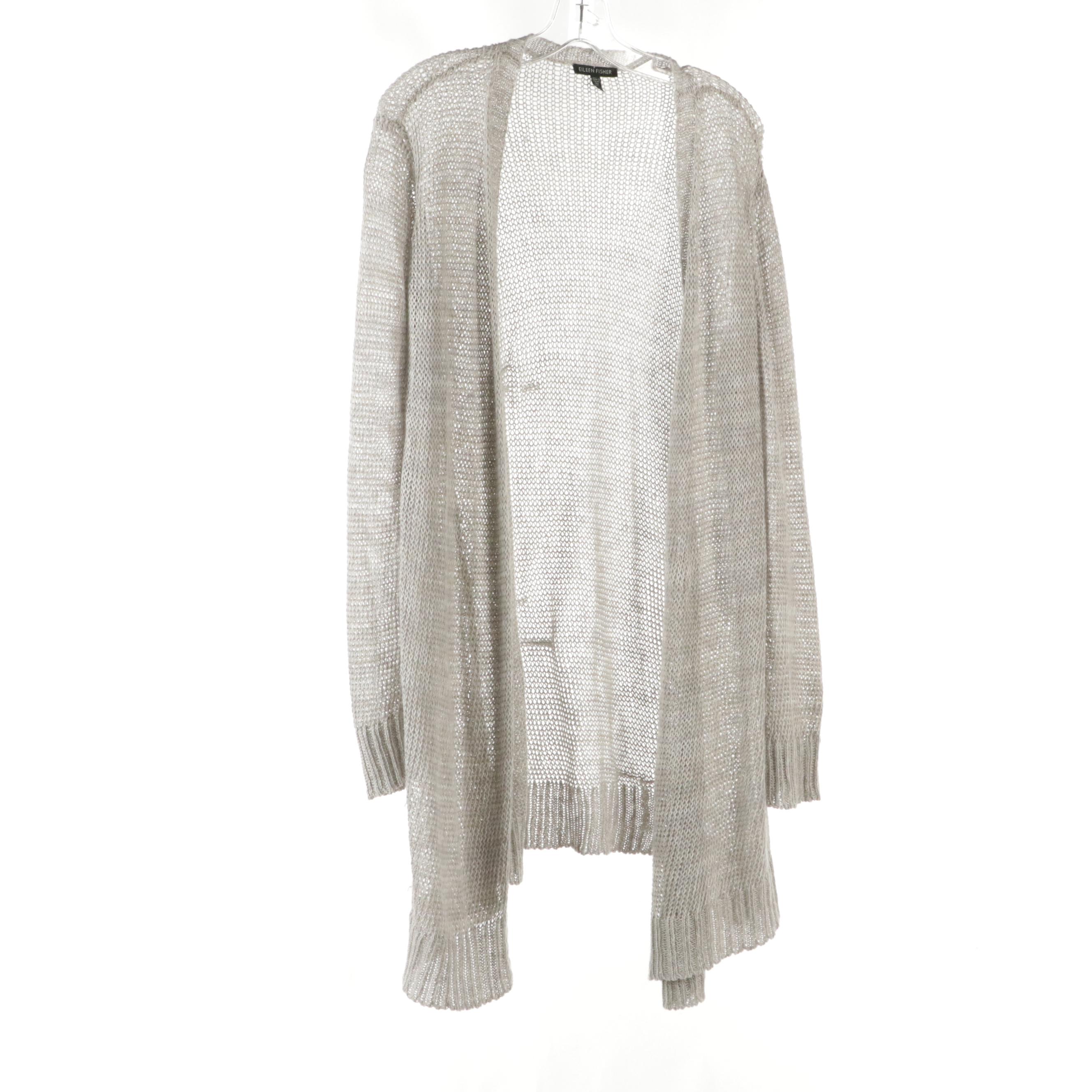 Eileen Fisher Linen Knit Sweater and Open Front Cardigan w/ Cotton Knit Sweater