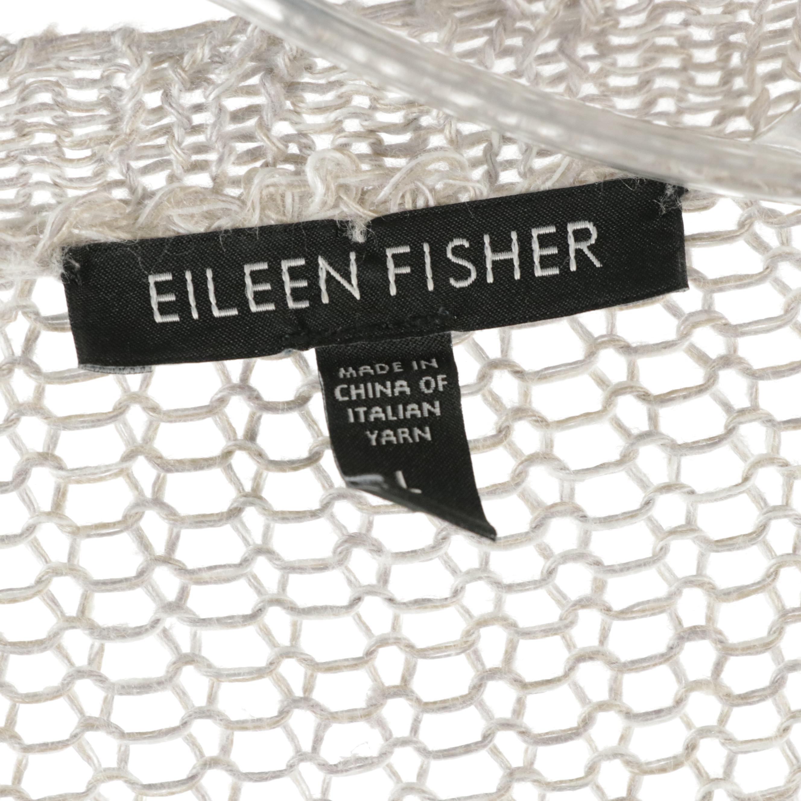 Eileen Fisher Linen Knit Sweater and Open Front Cardigan w/ Cotton Knit Sweater