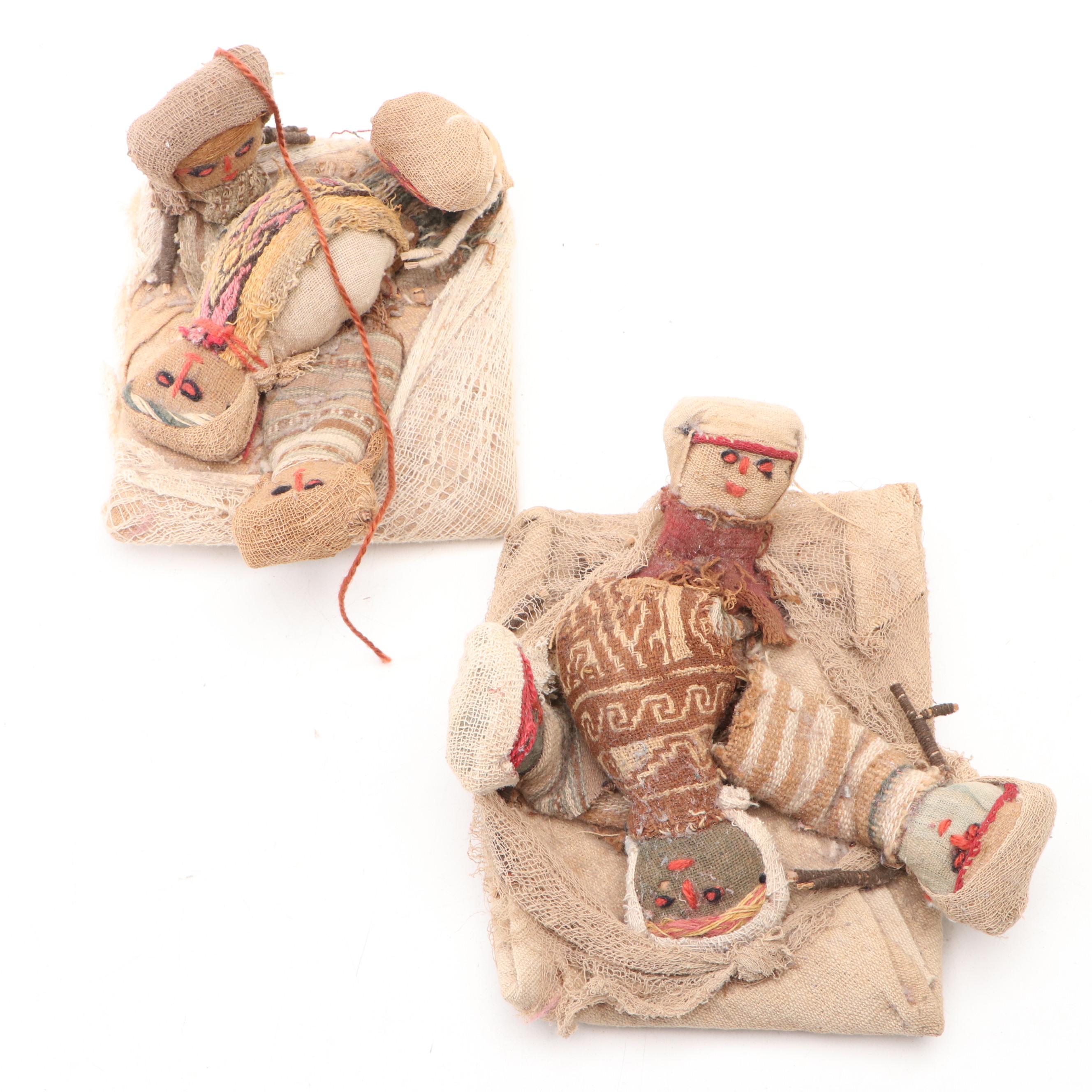 Peruvian Hand-Crafted Chancay Birthing Mother & Baby Ritual Dolls