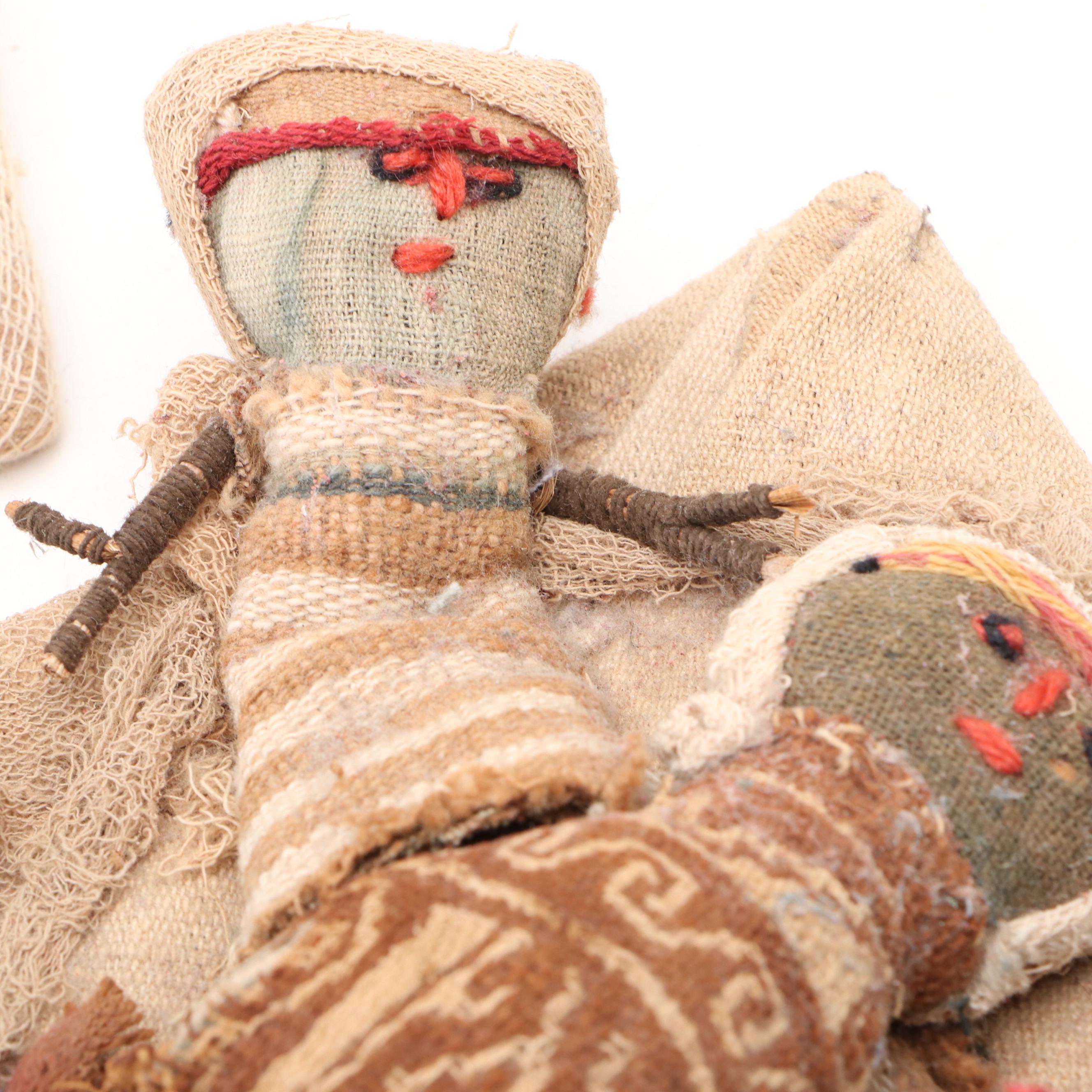 Peruvian Hand-Crafted Chancay Birthing Mother & Baby Ritual Dolls