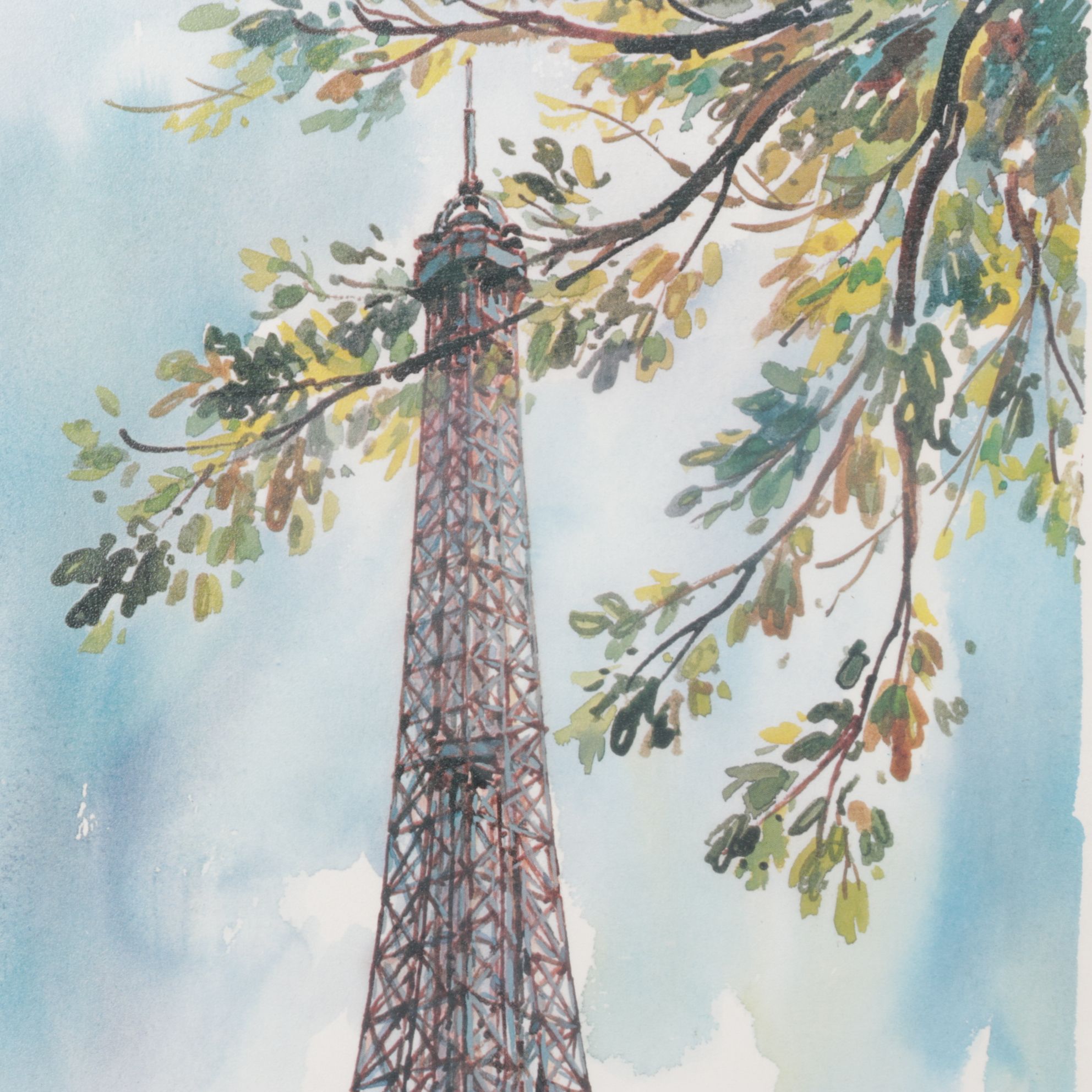 Offset Lithographs After Raphael of Street Scenes at Parisian Landmarks