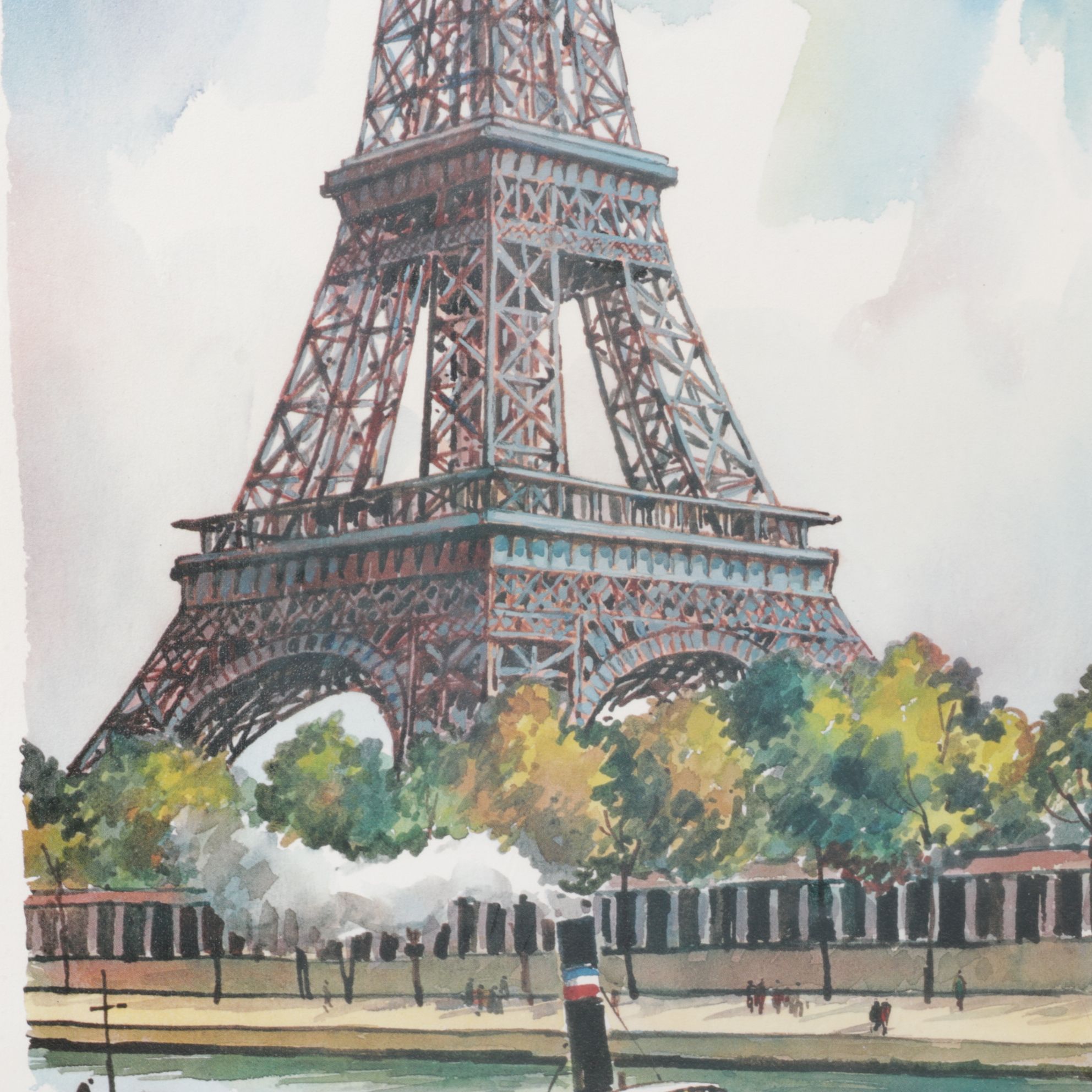 Offset Lithographs After Raphael of Street Scenes at Parisian Landmarks