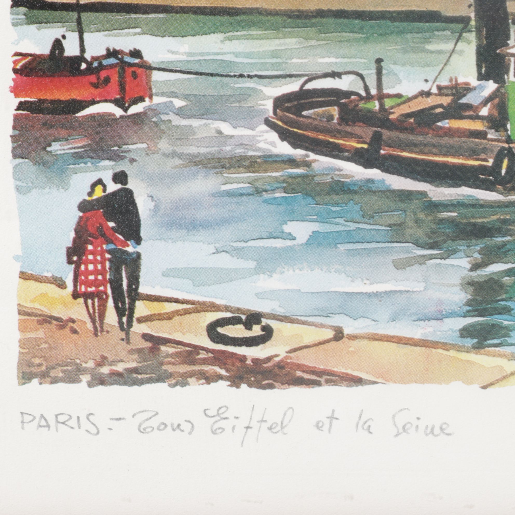 Offset Lithographs After Raphael of Street Scenes at Parisian Landmarks