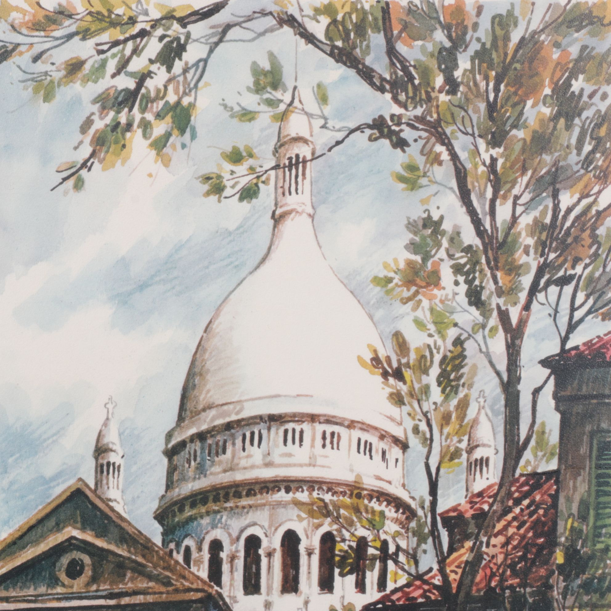 Offset Lithographs After Raphael of Street Scenes at Parisian Landmarks