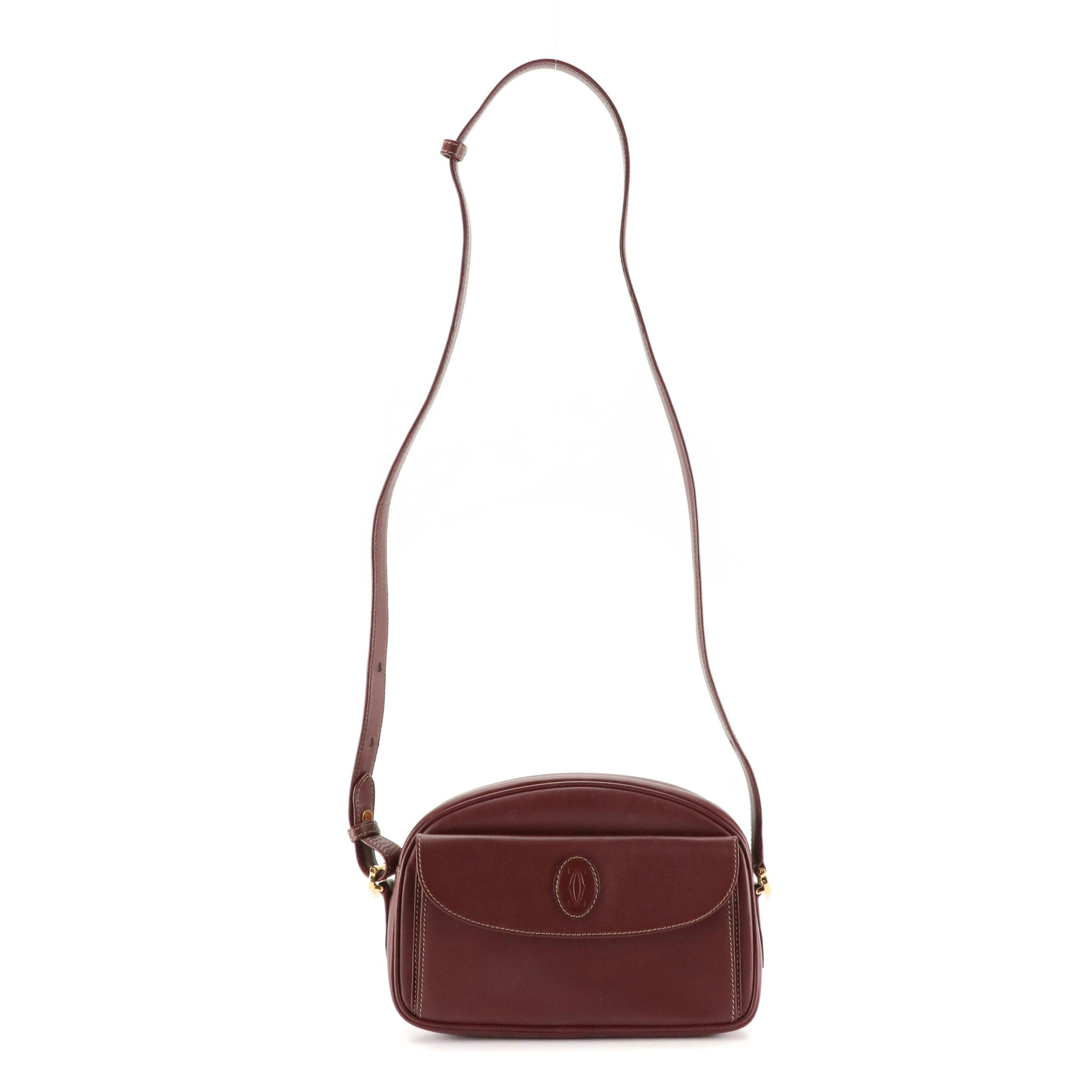 Carter Must de Cartier Front Pocket Crossbody Bag in Burgundy Leather