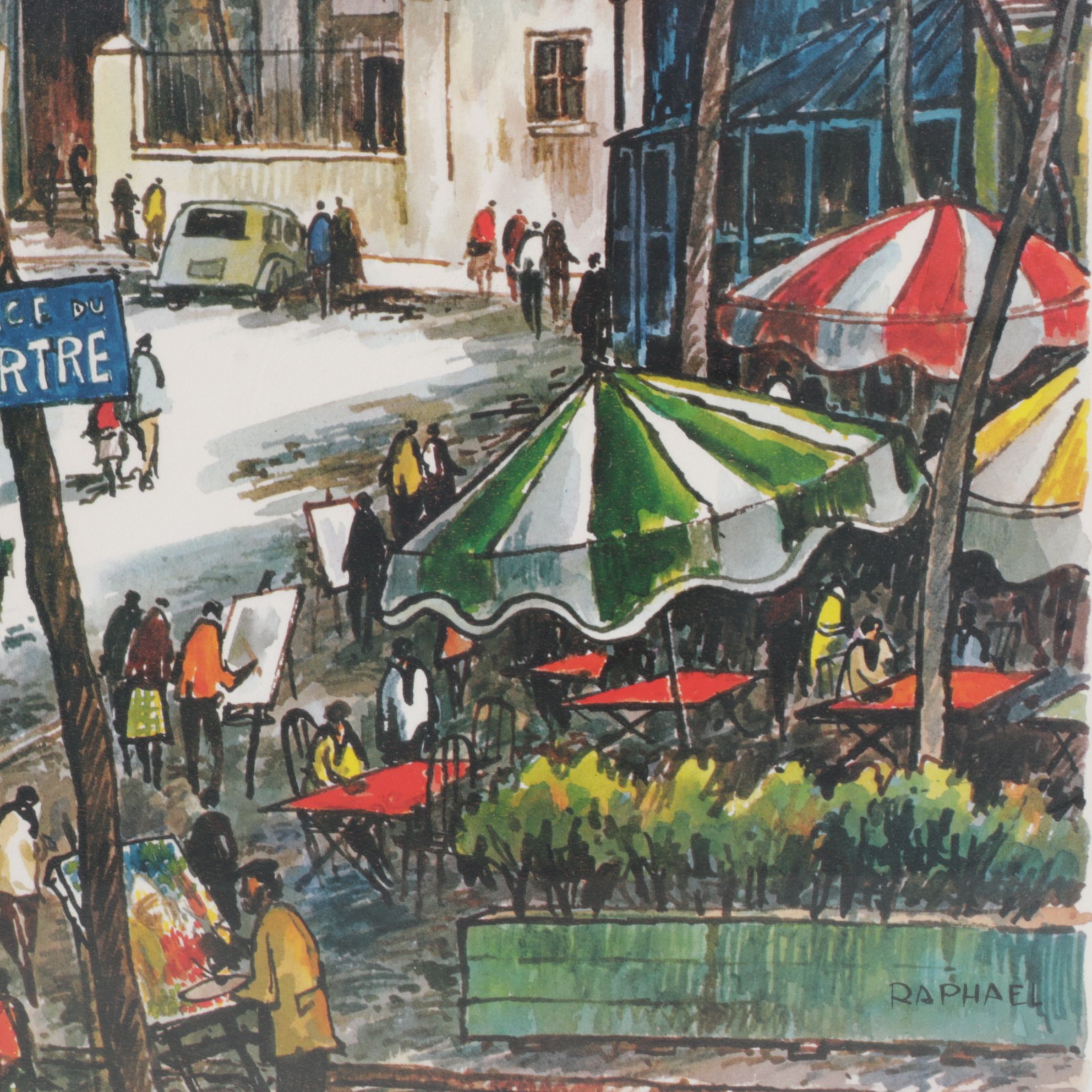 Offset Lithographs After Raphael of Street Scenes at Parisian Landmarks