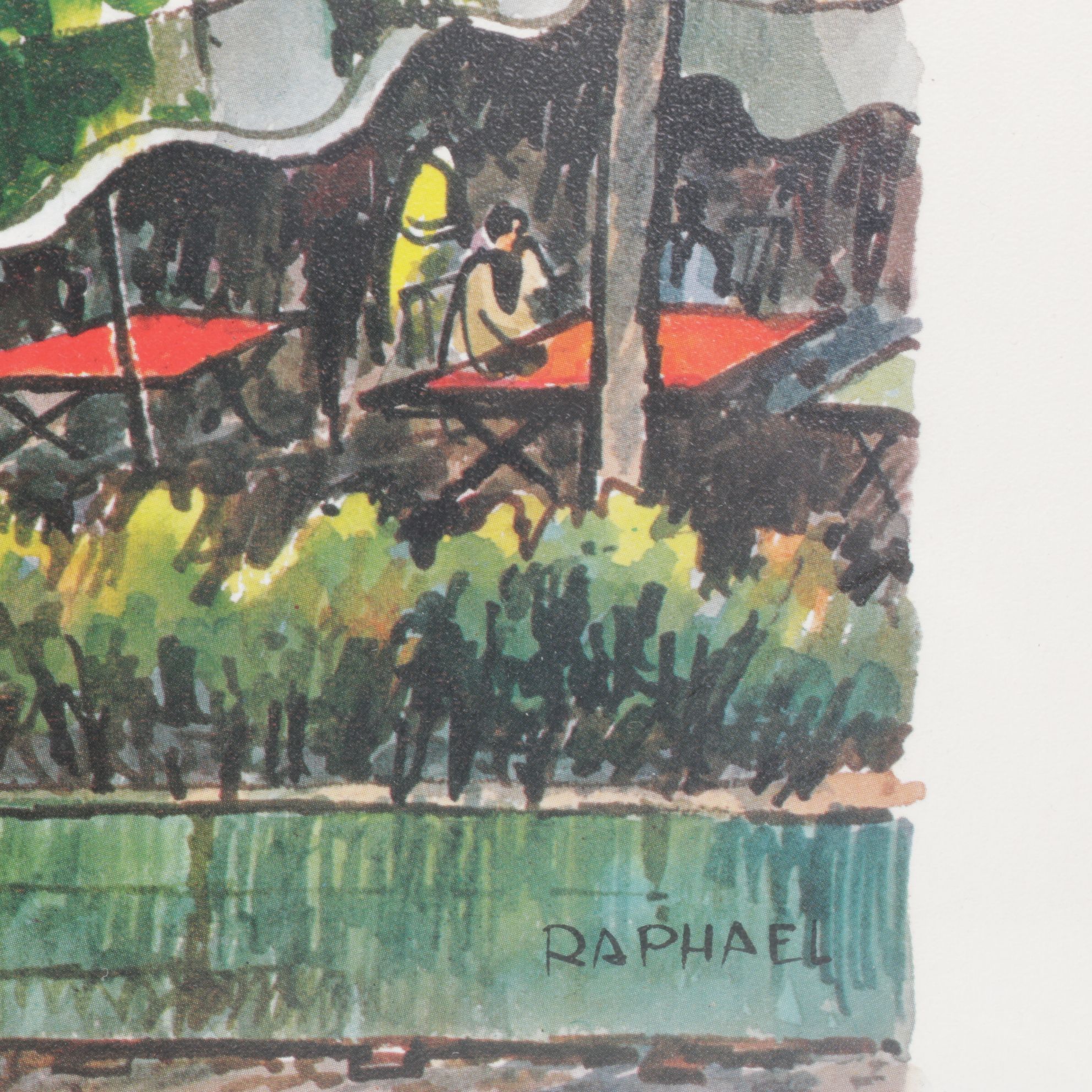 Offset Lithographs After Raphael of Street Scenes at Parisian Landmarks