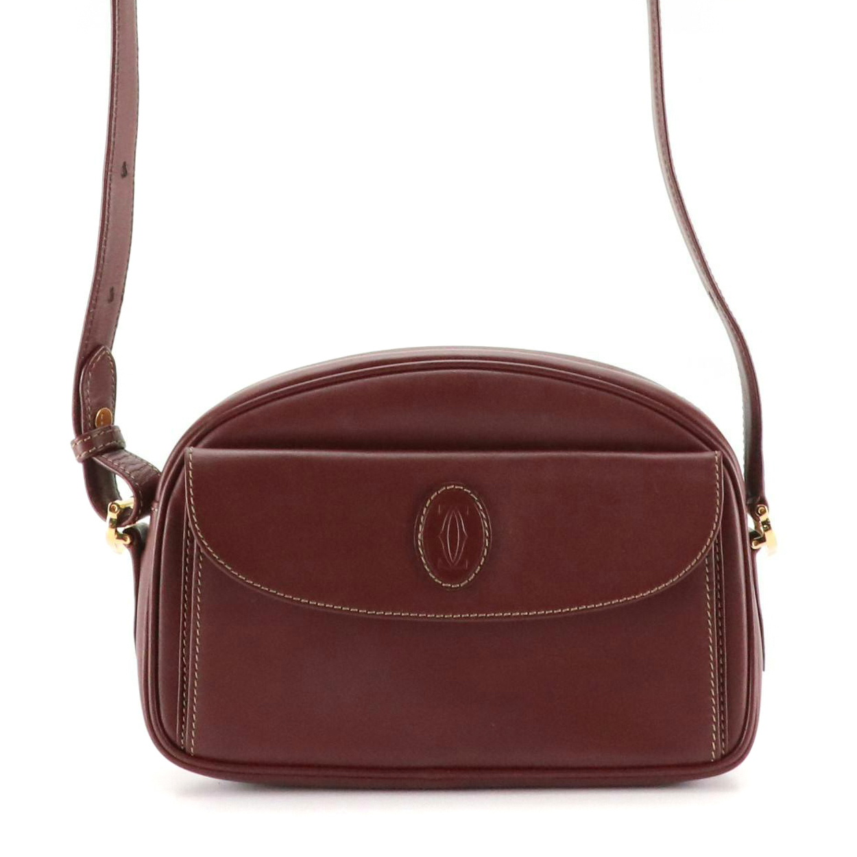 Carter Must de Cartier Front Pocket Crossbody Bag in Burgundy Leather