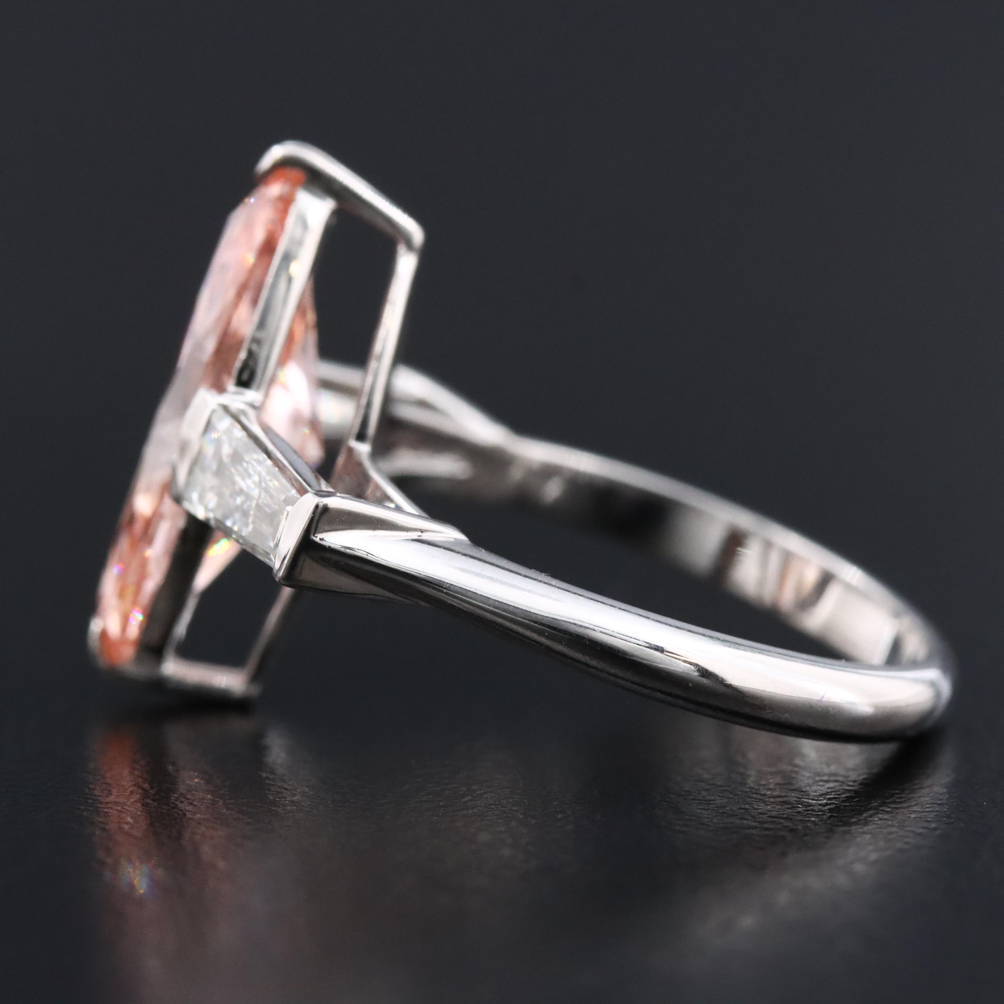 14K 3.39 CTW Lab Grown Diamond Ring with Fancy Pink Center and IGI Report