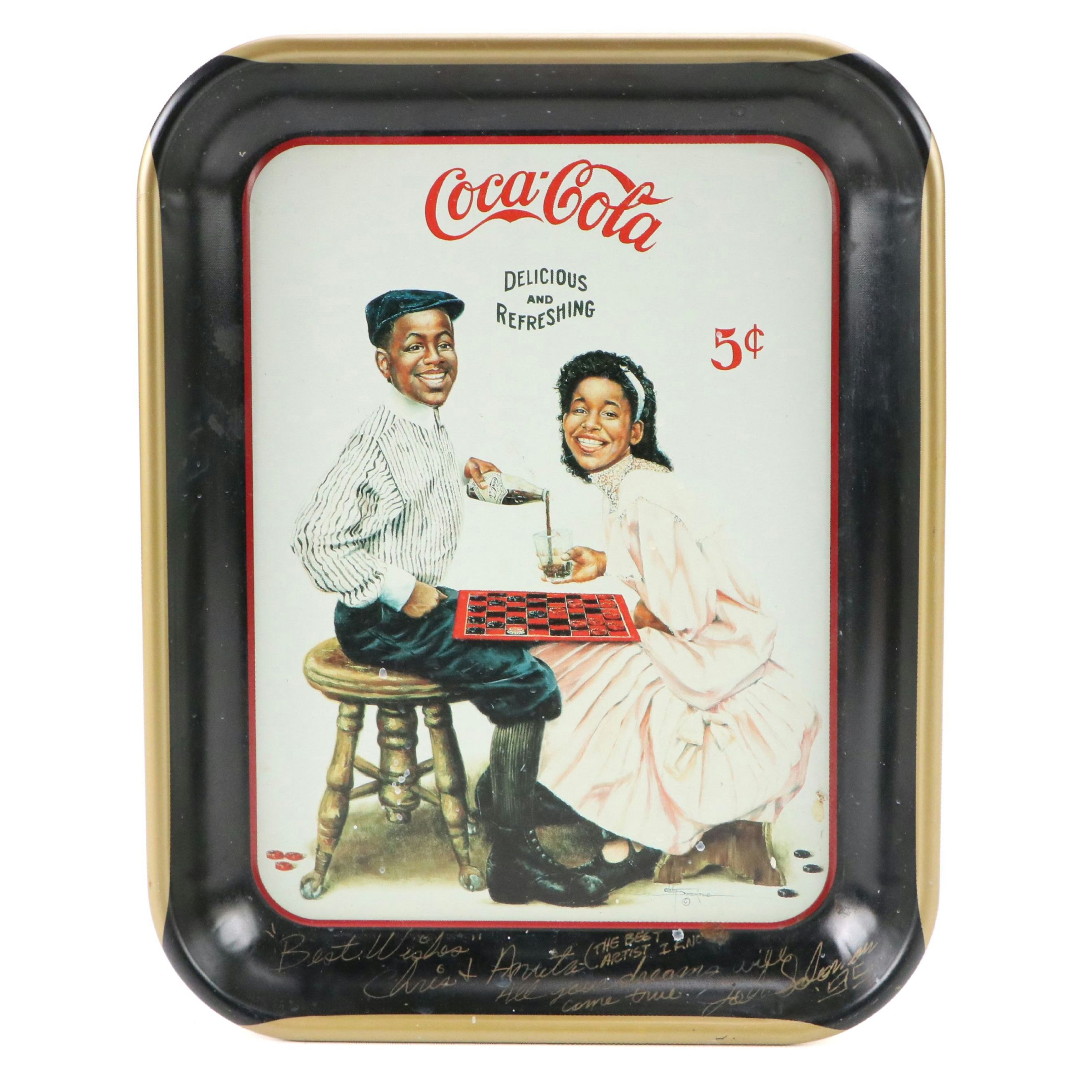 John Solomon Sandridge Signed Coca-Cola "Winning Smiles" Advertising Tray, 1994