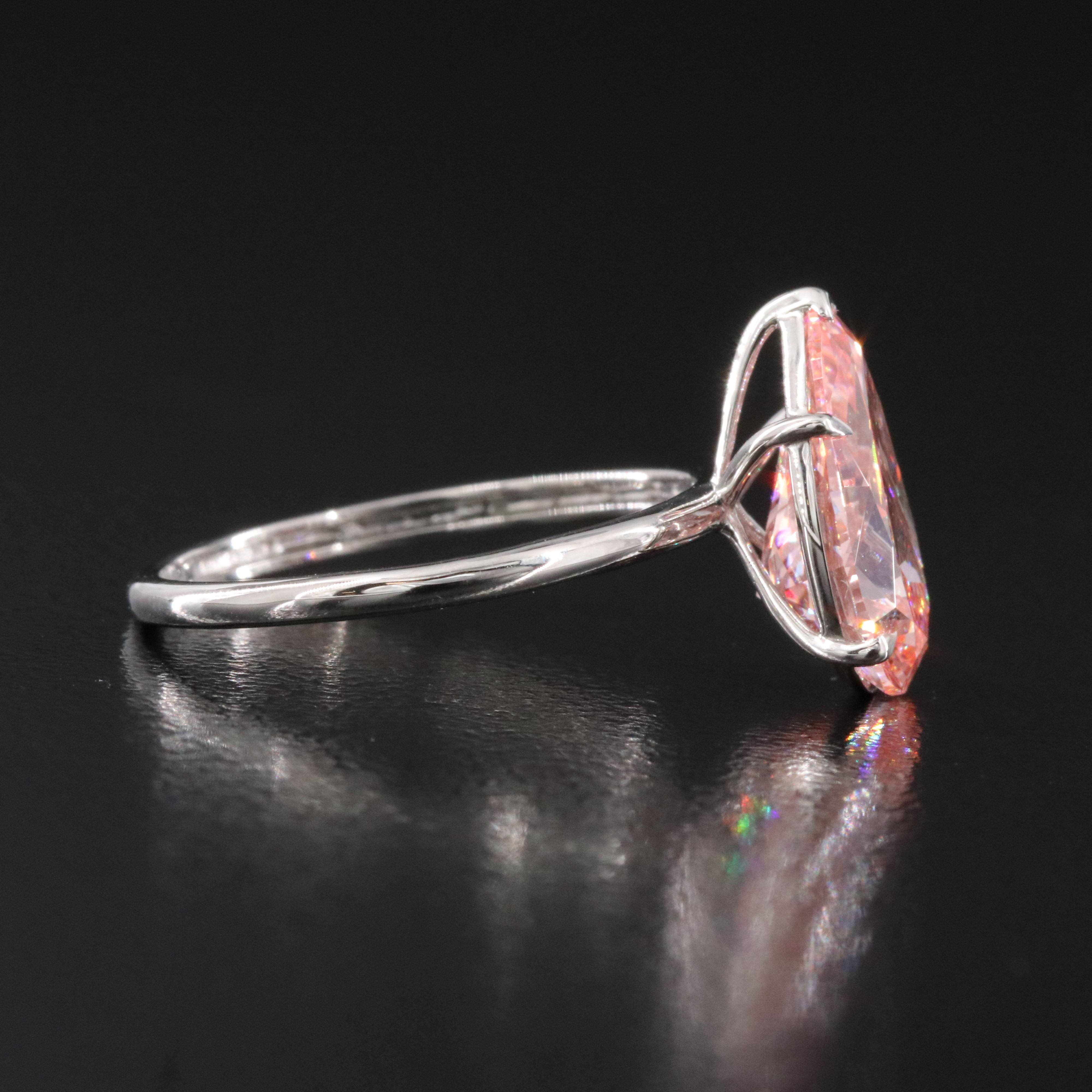 Platinum 3.00 CT Lab Grown Fancy Pink Solitaire Ring with IGI Report