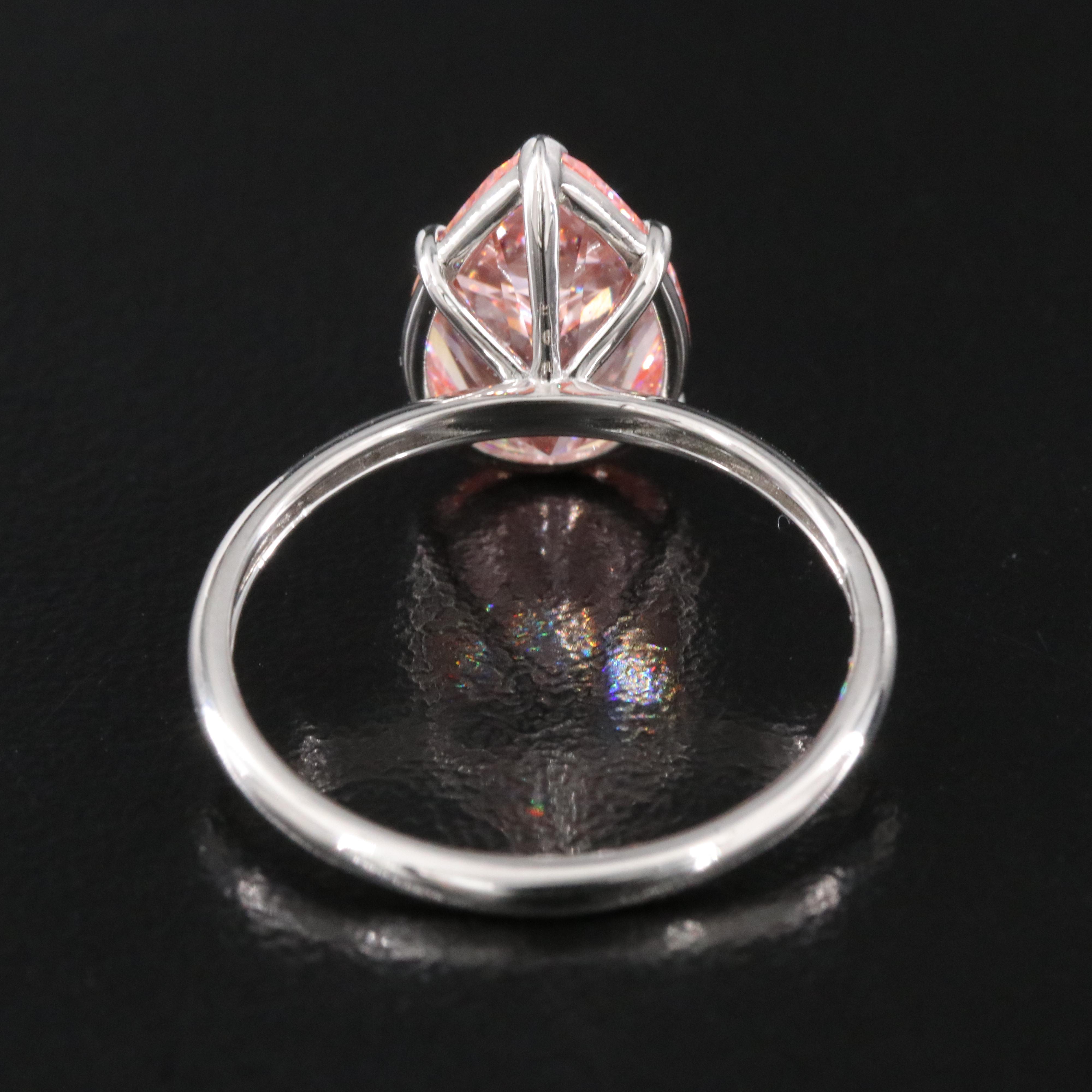 Platinum 3.00 CT Lab Grown Fancy Pink Solitaire Ring with IGI Report