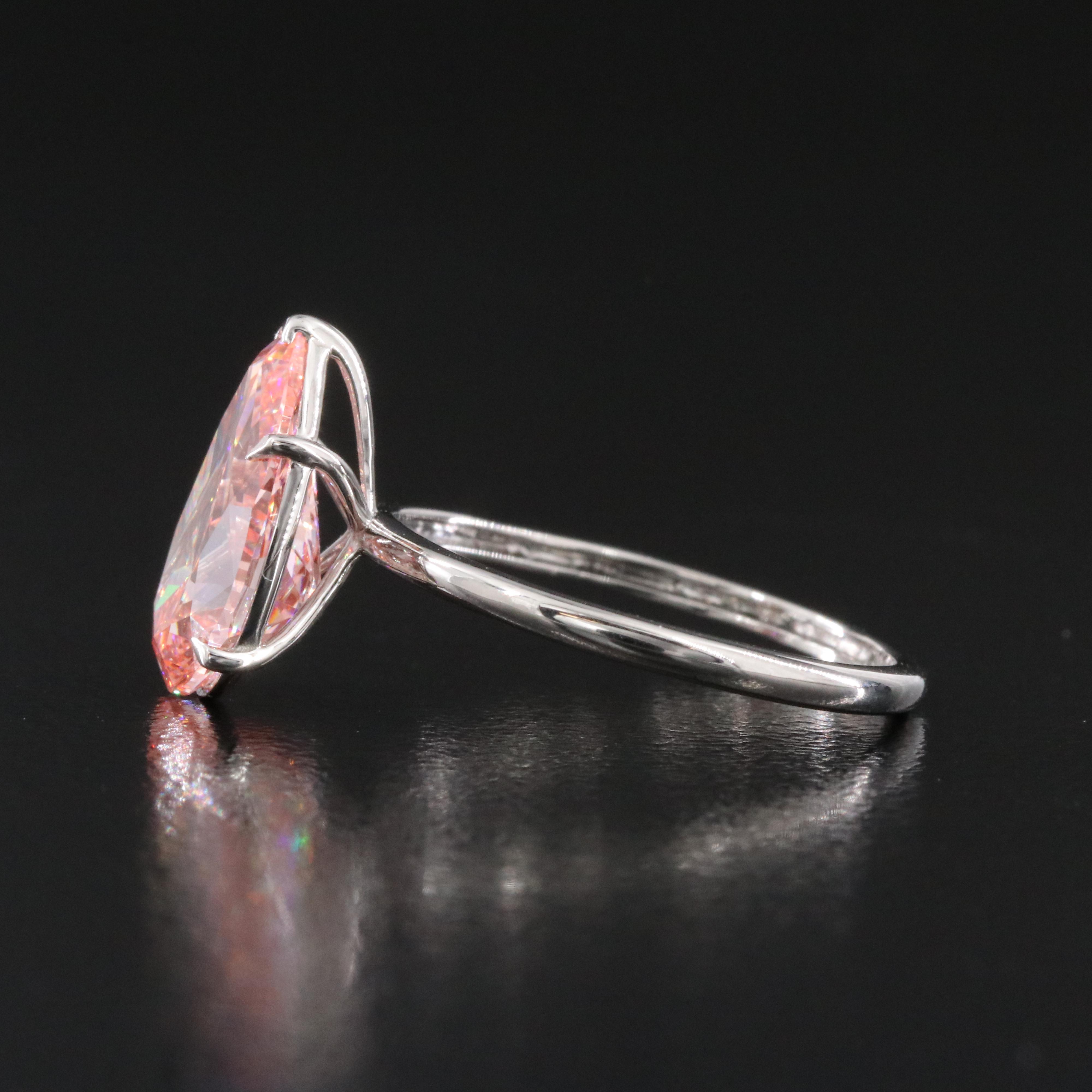 Platinum 3.00 CT Lab Grown Fancy Pink Solitaire Ring with IGI Report