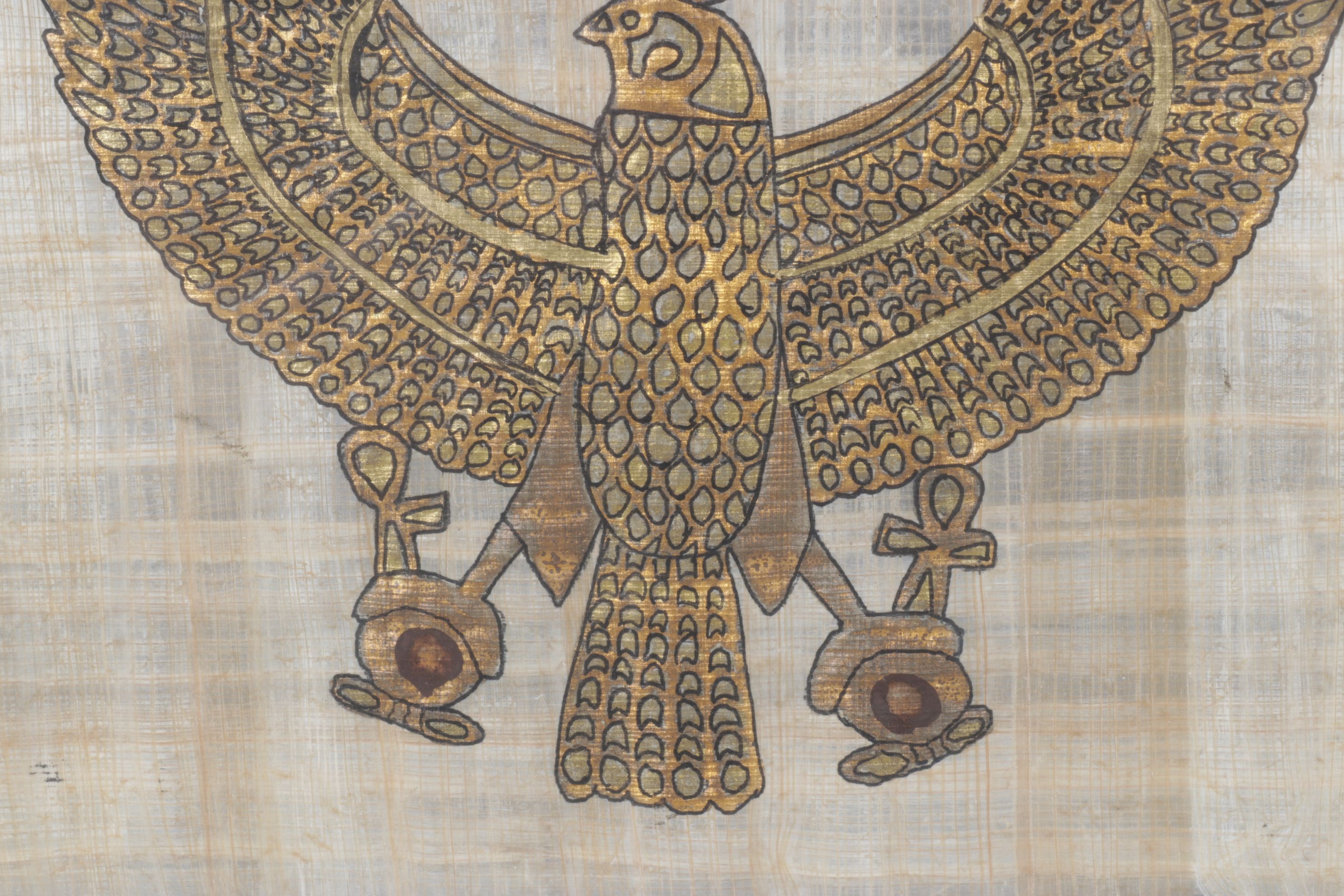 Pair of Egyptian Styled Souvenir Gouache Paintings on Papyrus, Late 20th Century