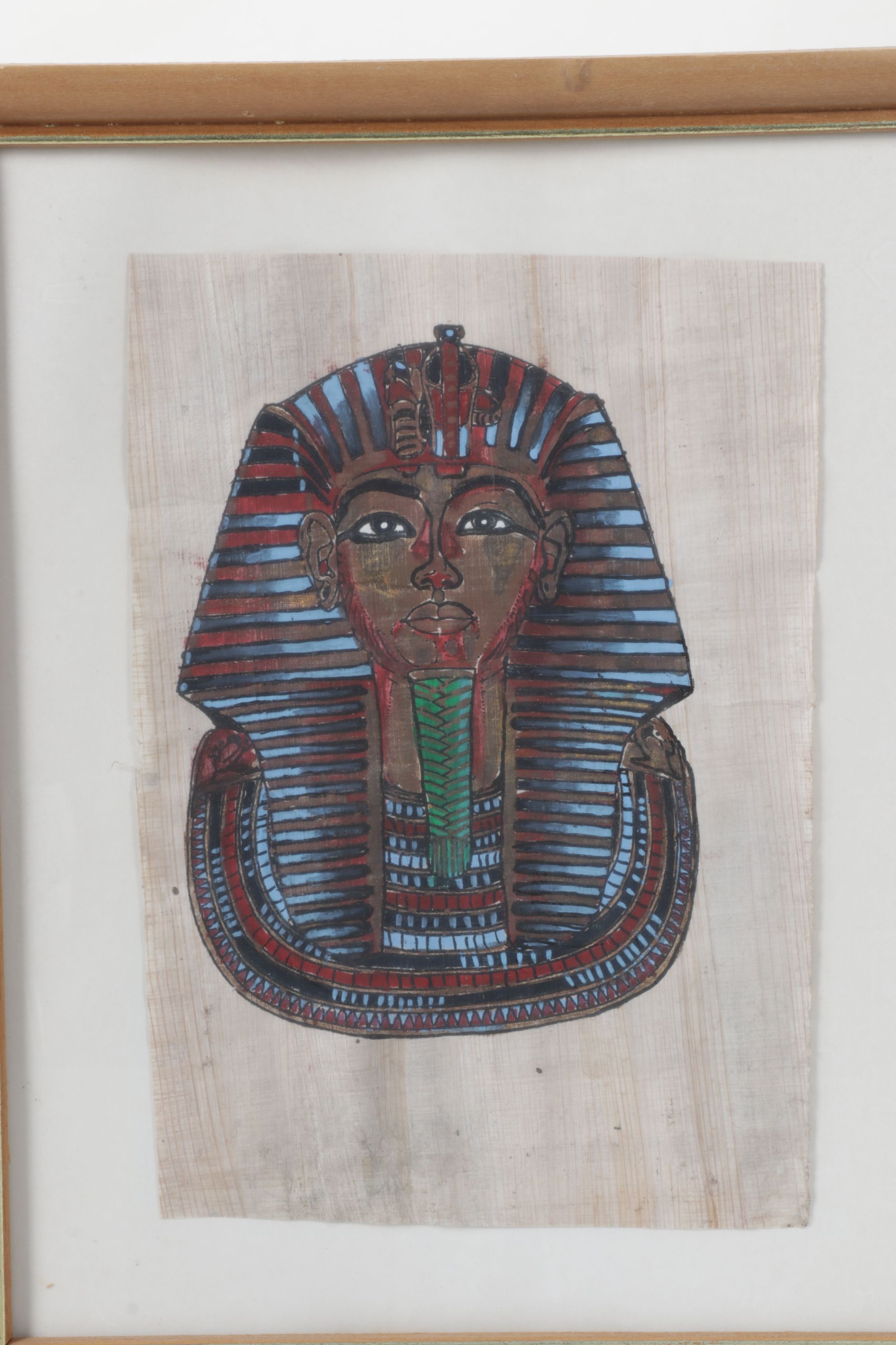 Pair of Egyptian Styled Souvenir Gouache Paintings on Papyrus, Late 20th Century