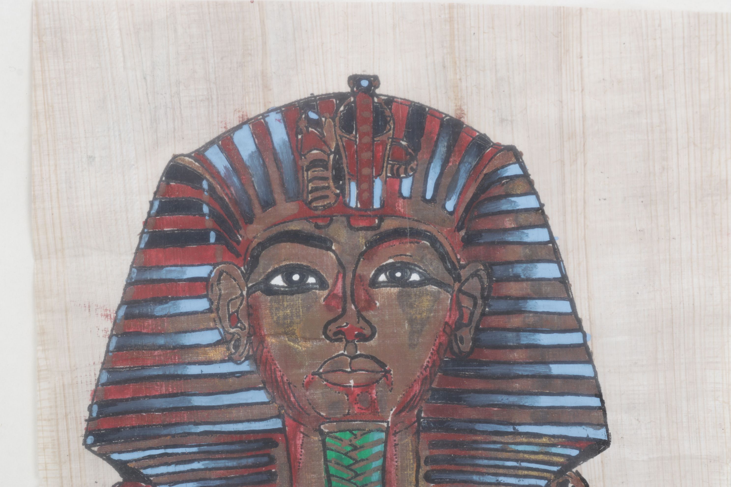 Pair of Egyptian Styled Souvenir Gouache Paintings on Papyrus, Late 20th Century