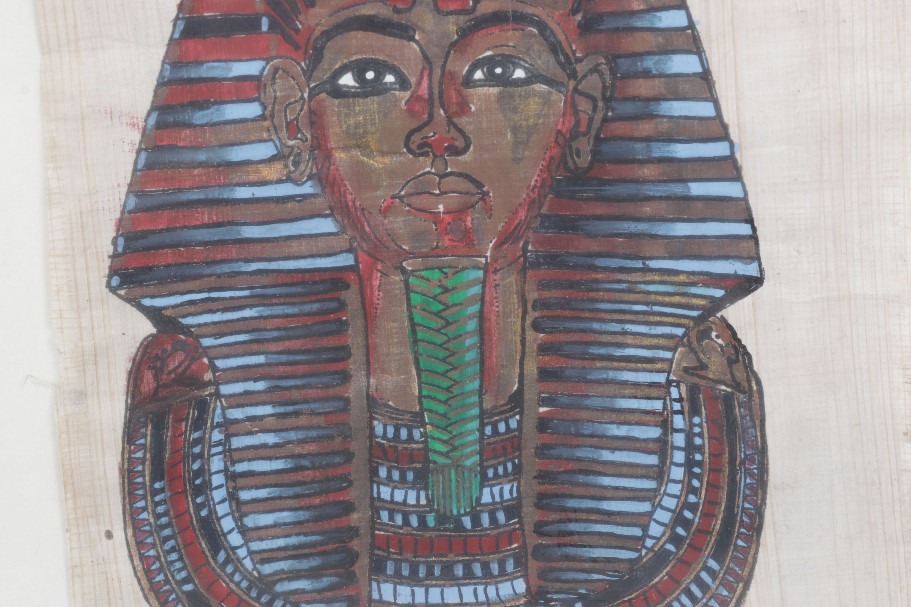 Pair of Egyptian Styled Souvenir Gouache Paintings on Papyrus, Late 20th Century