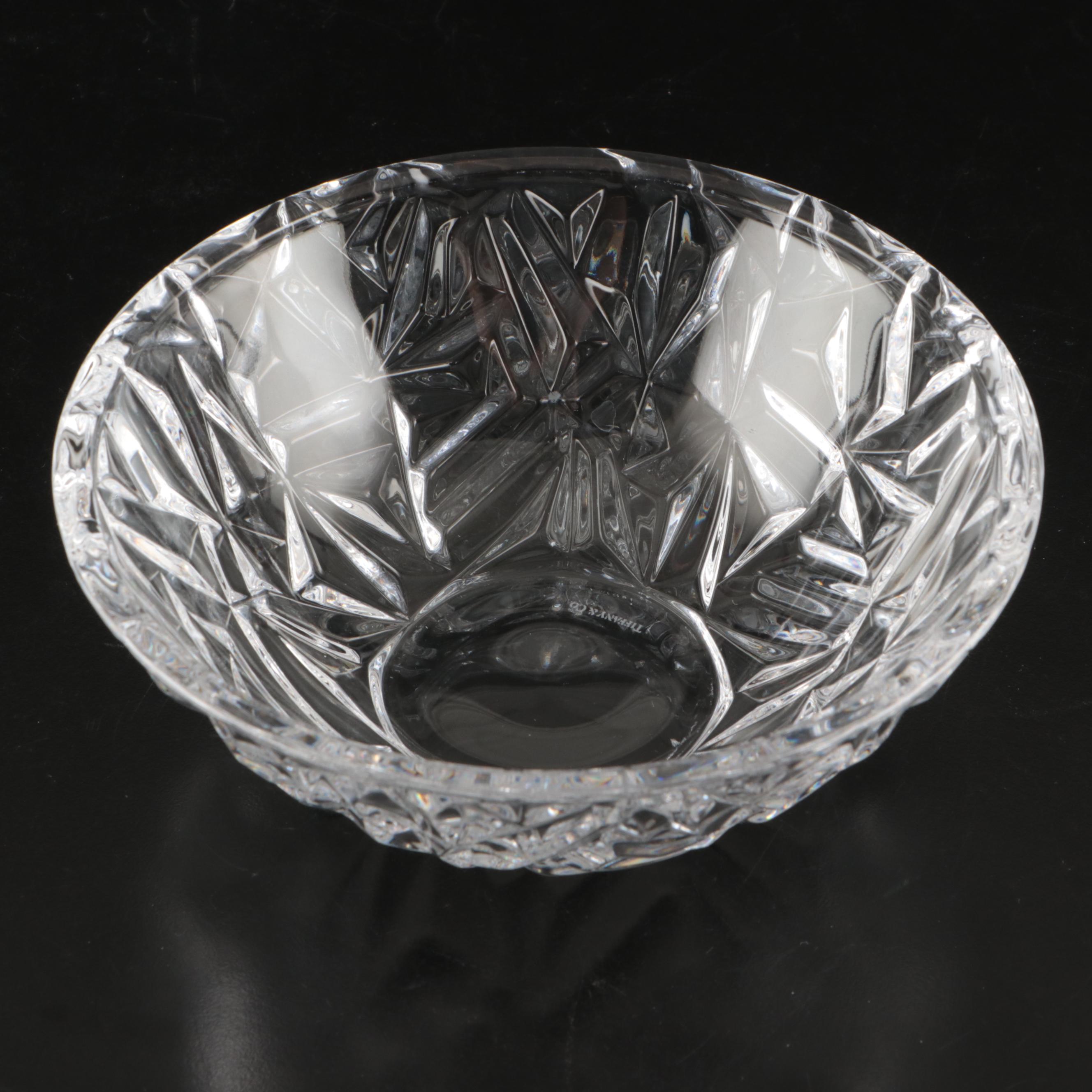 Tiffany & Co. "Rock Cut" Crystal Round Bowls