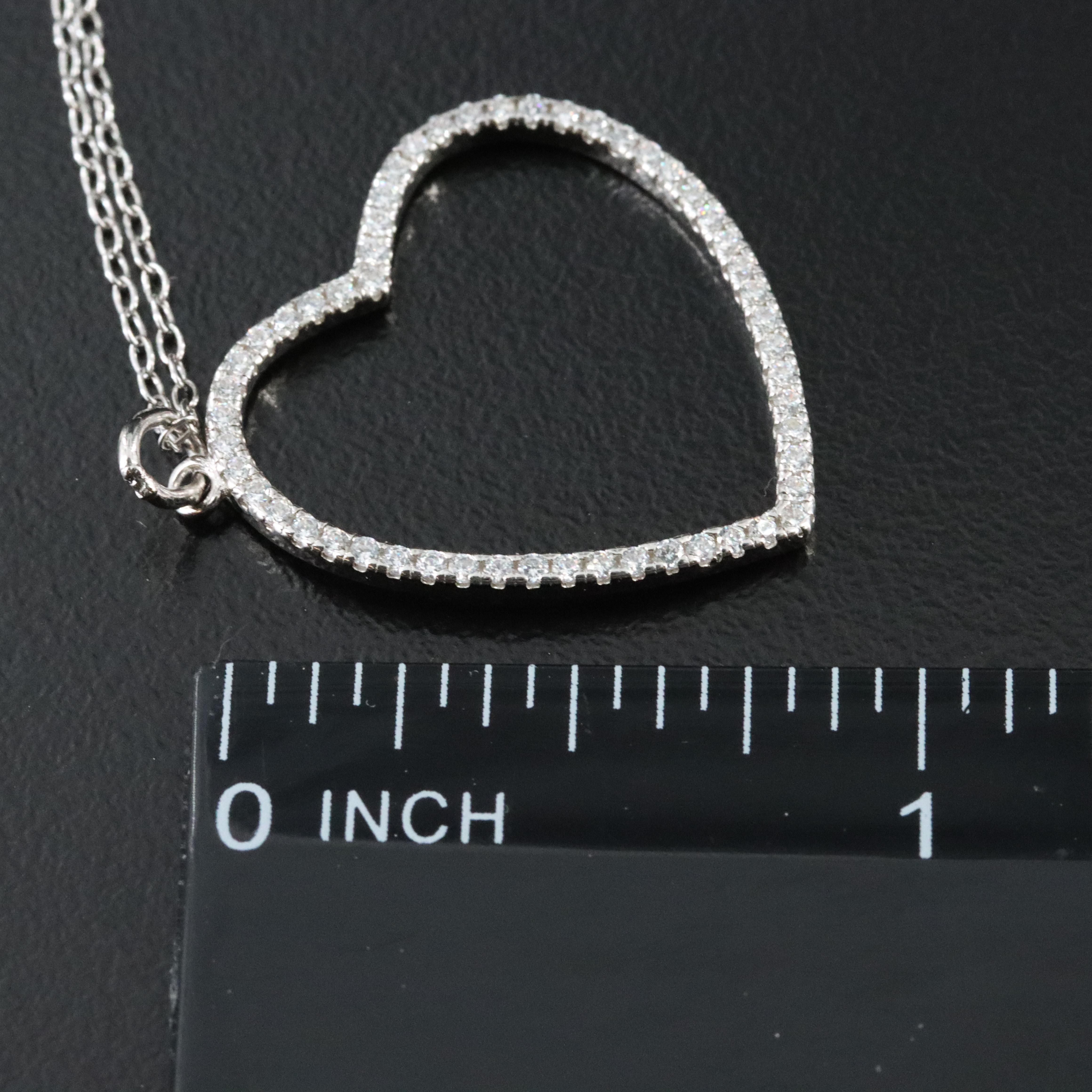 Sterling CZ Heart Pendant Necklace