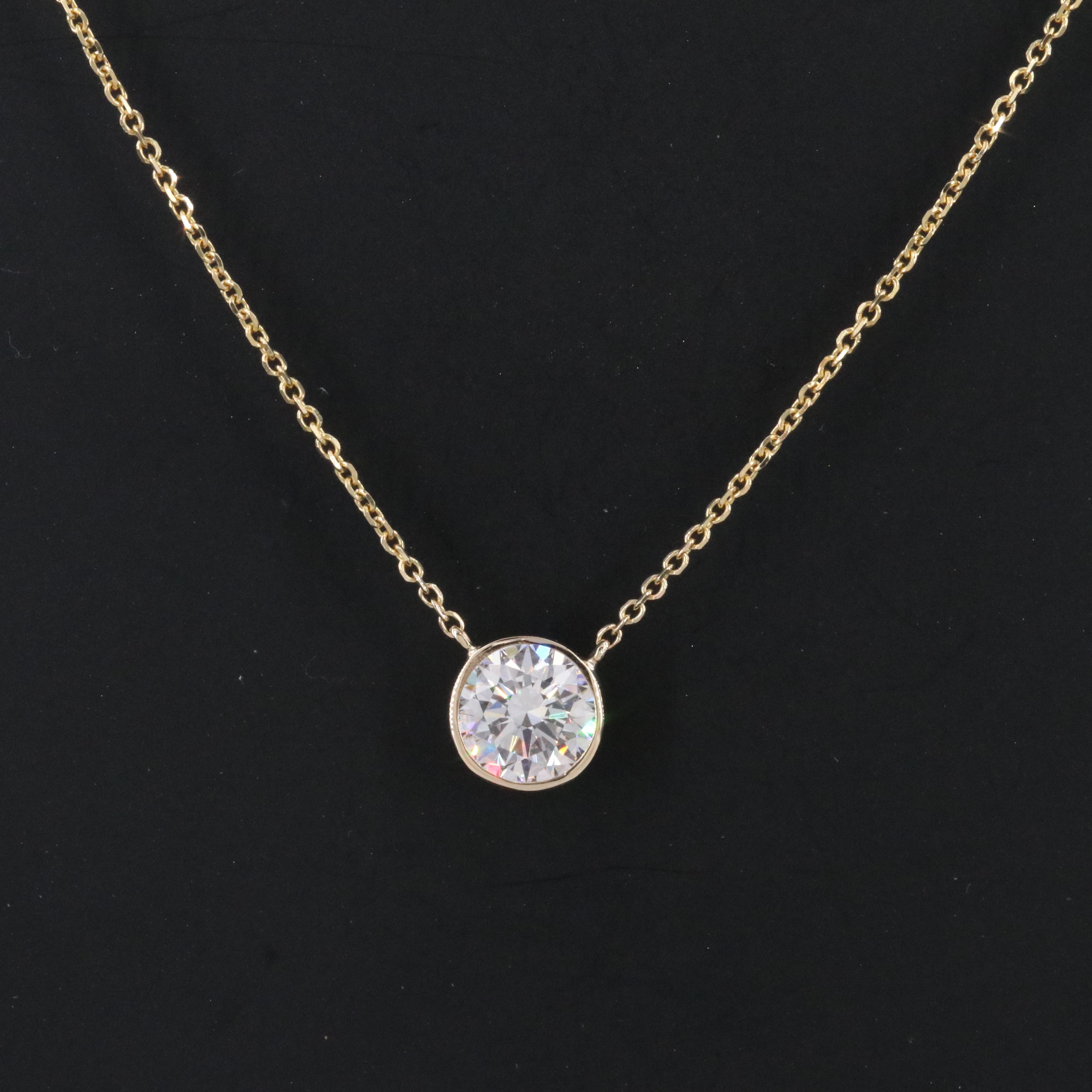 14K 1.50 CT Lab Grown Diamond Bezel Necklace with IGI Report