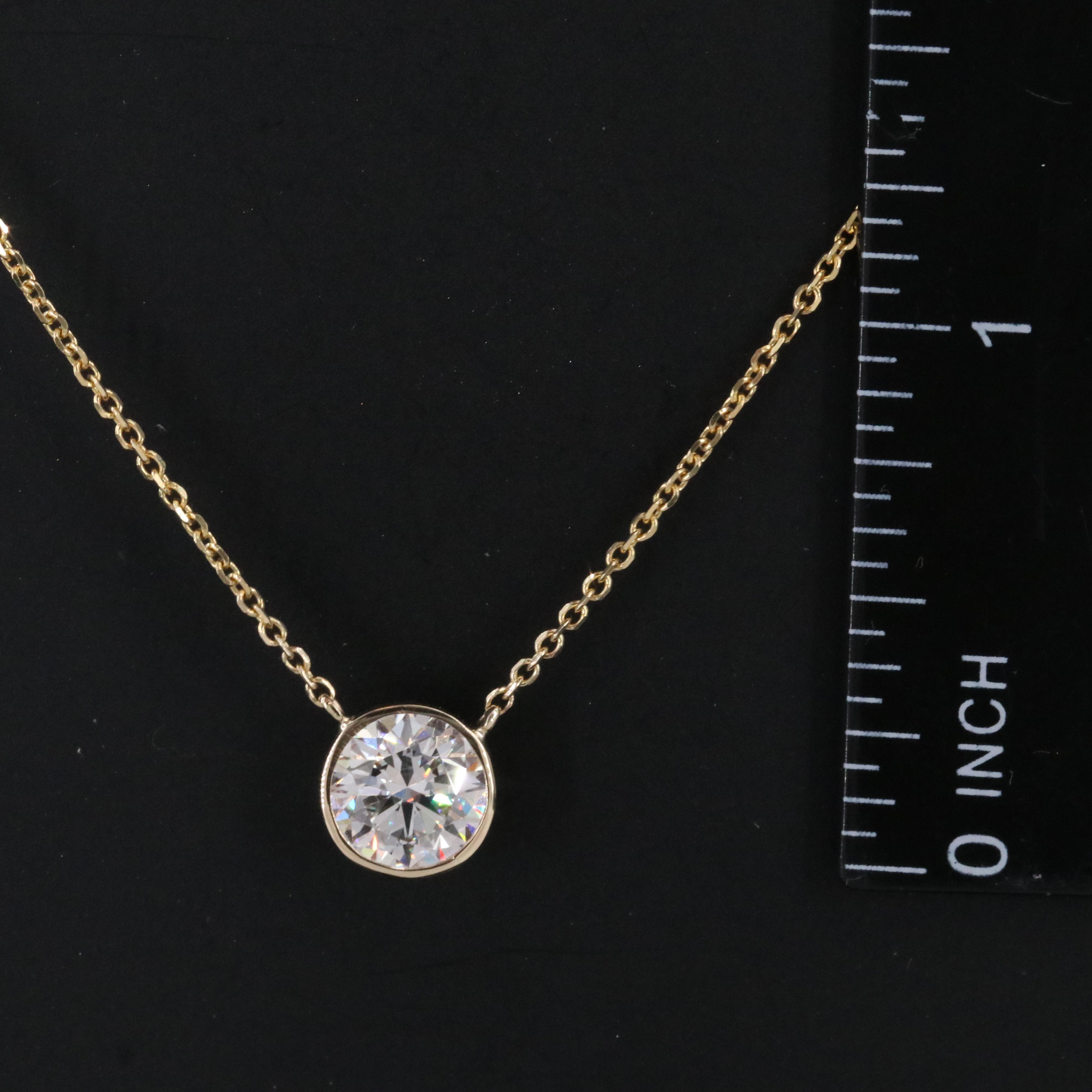 14K 1.50 CT Lab Grown Diamond Bezel Necklace with IGI Report