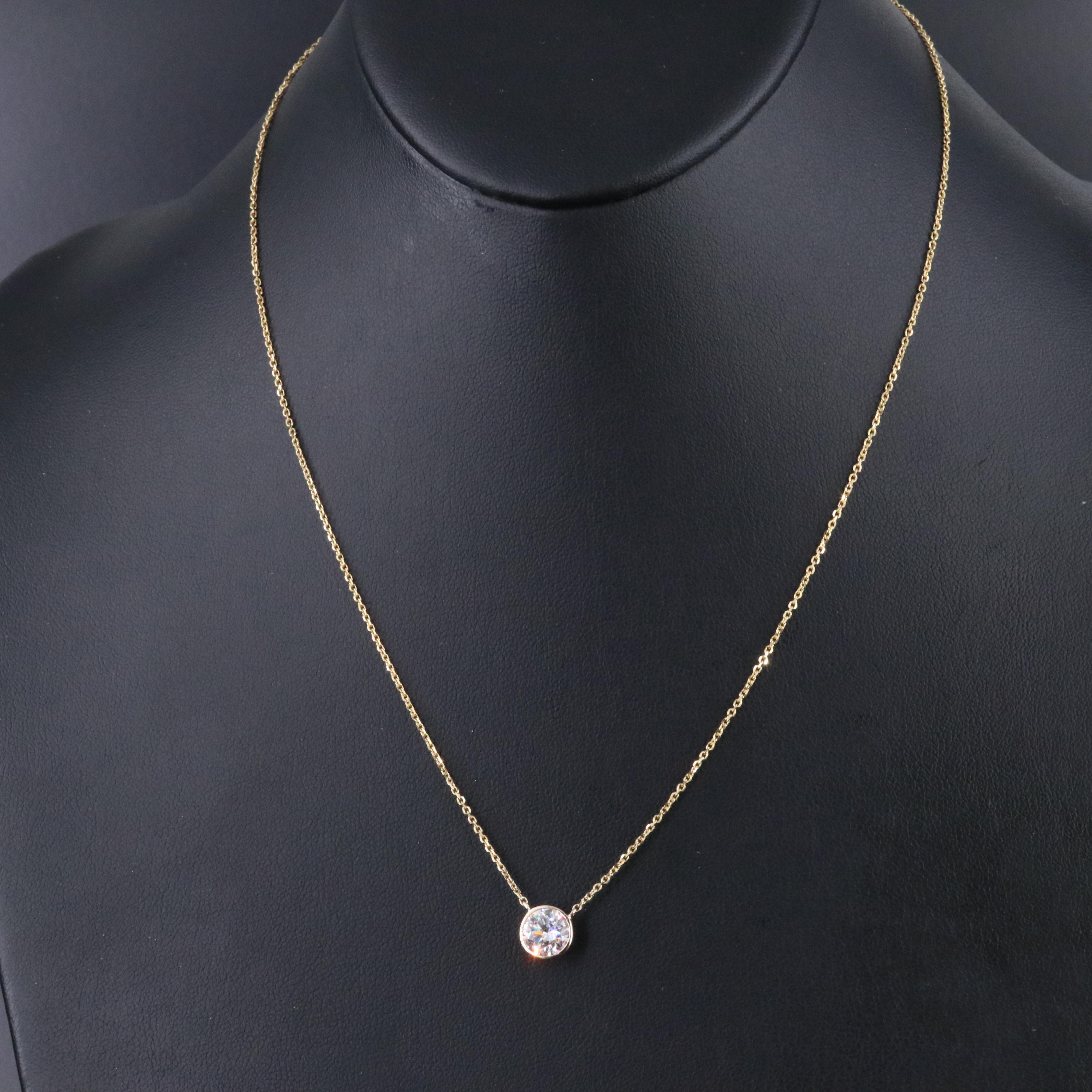 14K 1.50 CT Lab Grown Diamond Bezel Necklace with IGI Report