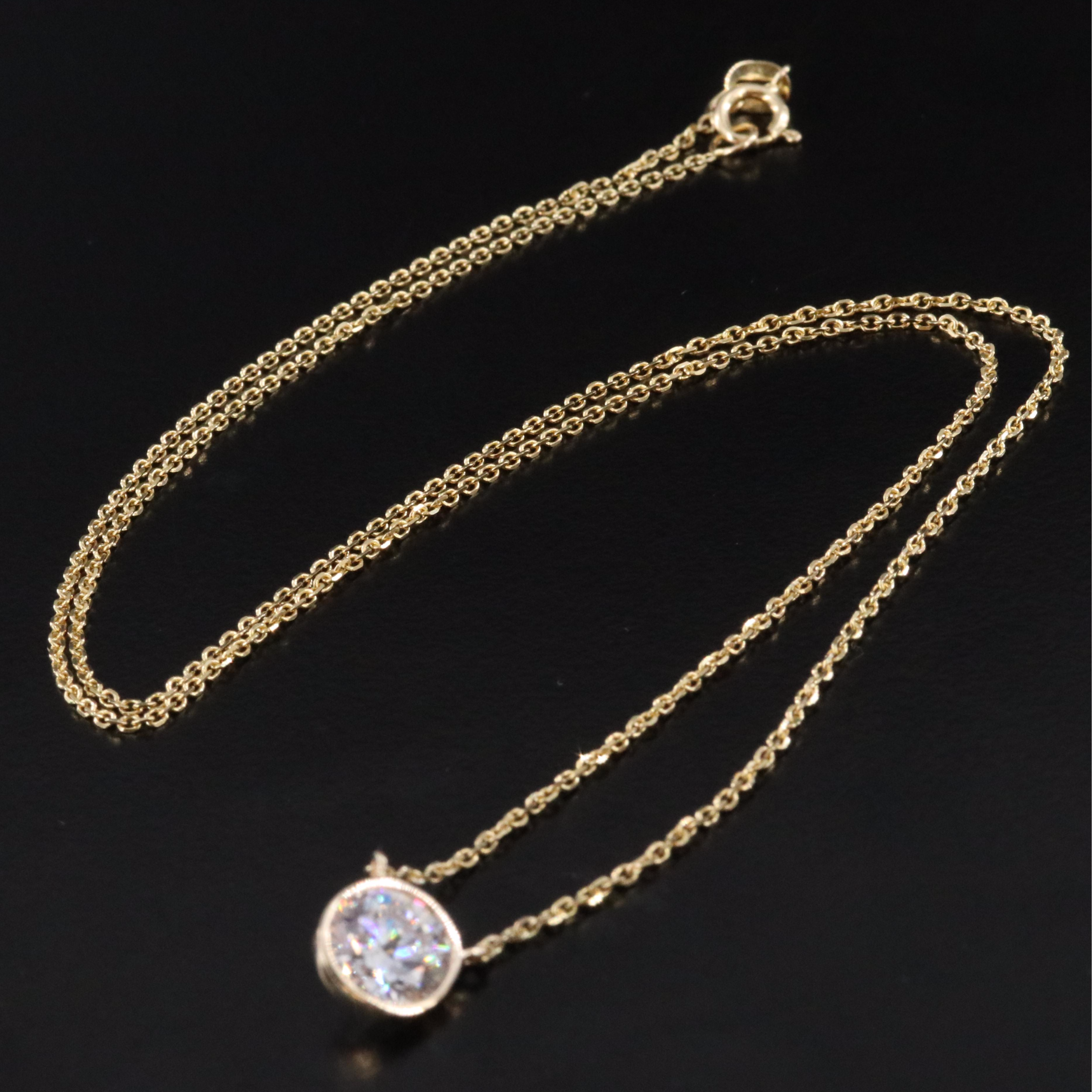 14K 1.50 CT Lab Grown Diamond Bezel Necklace with IGI Report