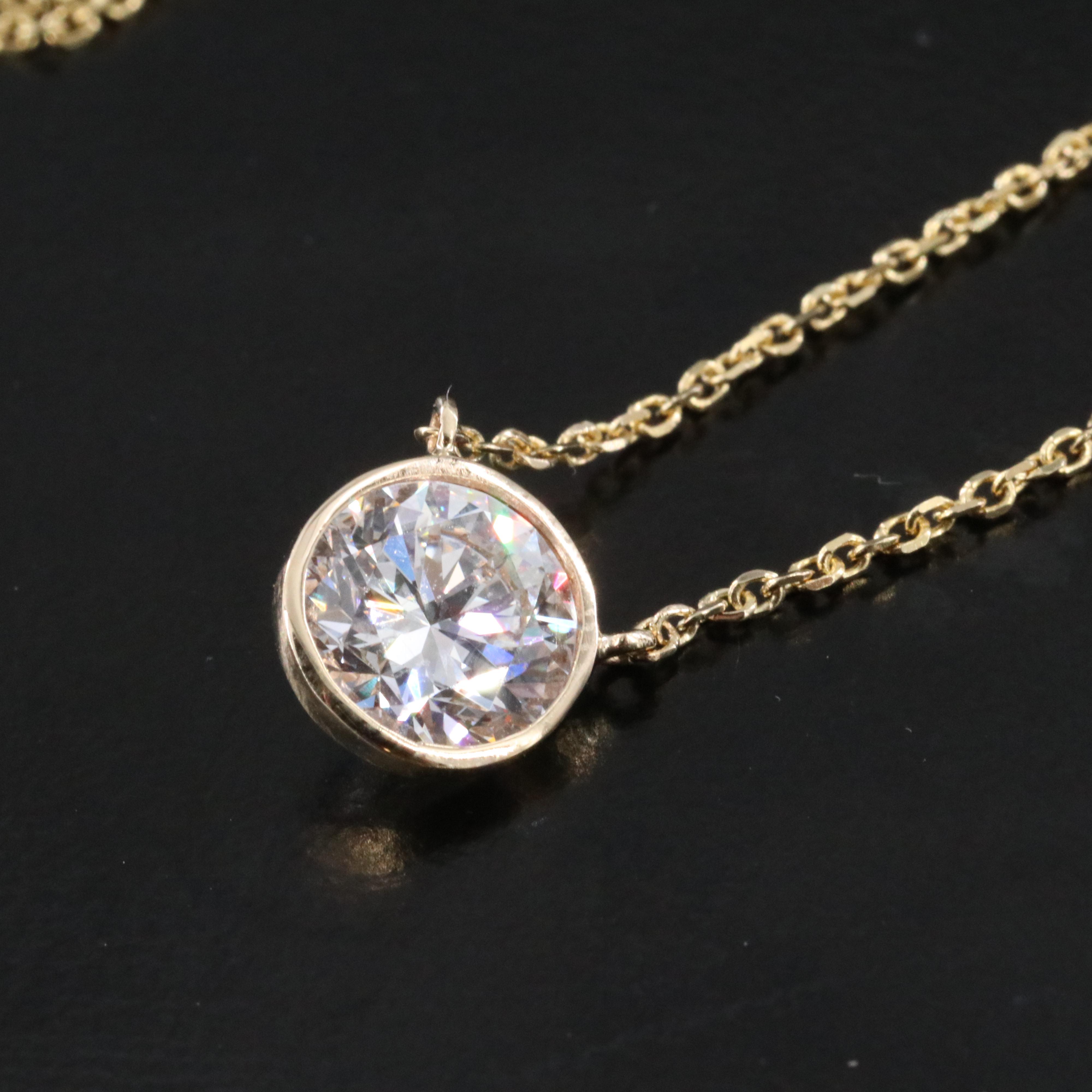 14K 1.50 CT Lab Grown Diamond Bezel Necklace with IGI Report