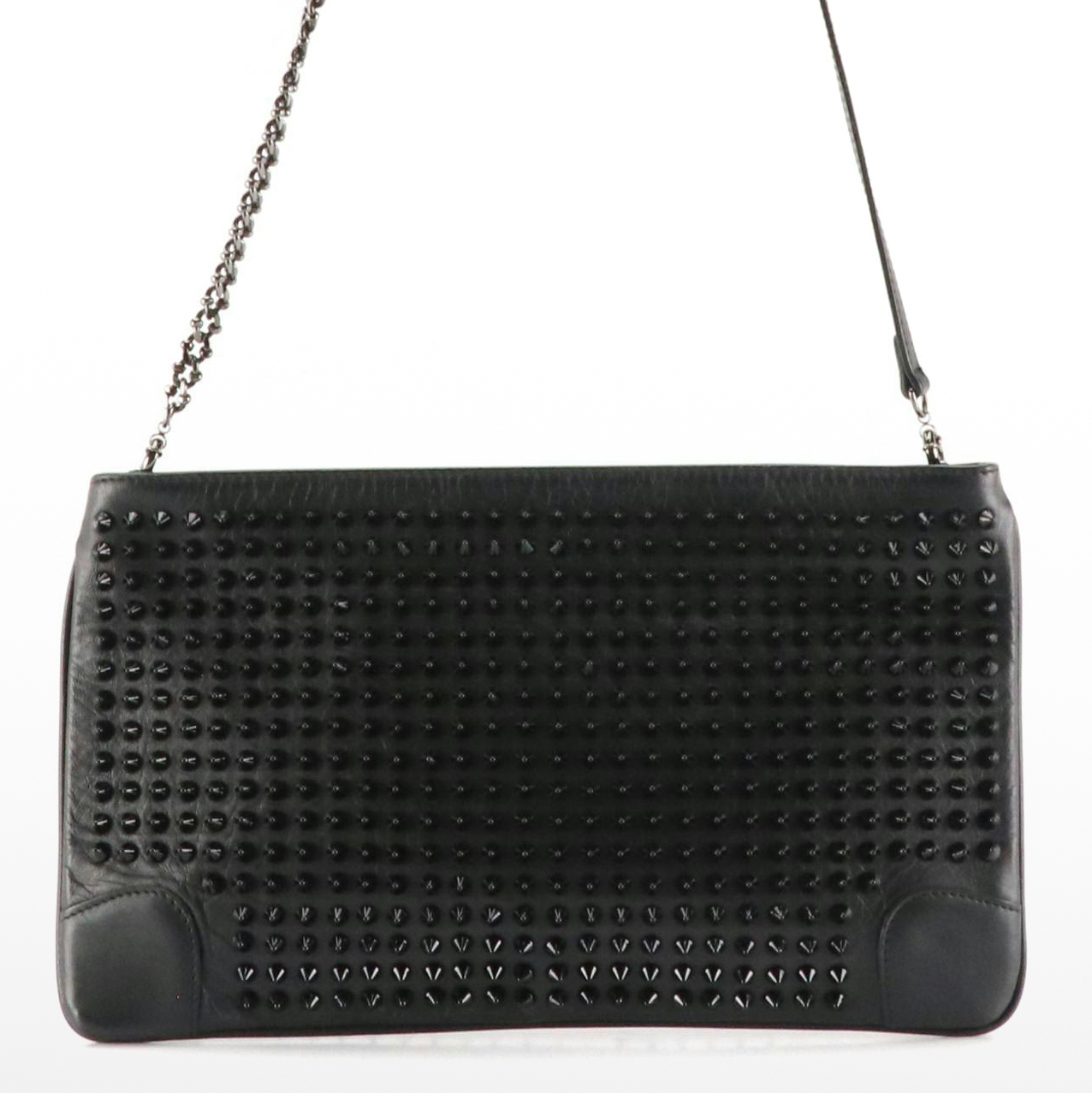 Christian Louboutin Loubiposh Convertible Clutch in Spike Studded Black Calfskin