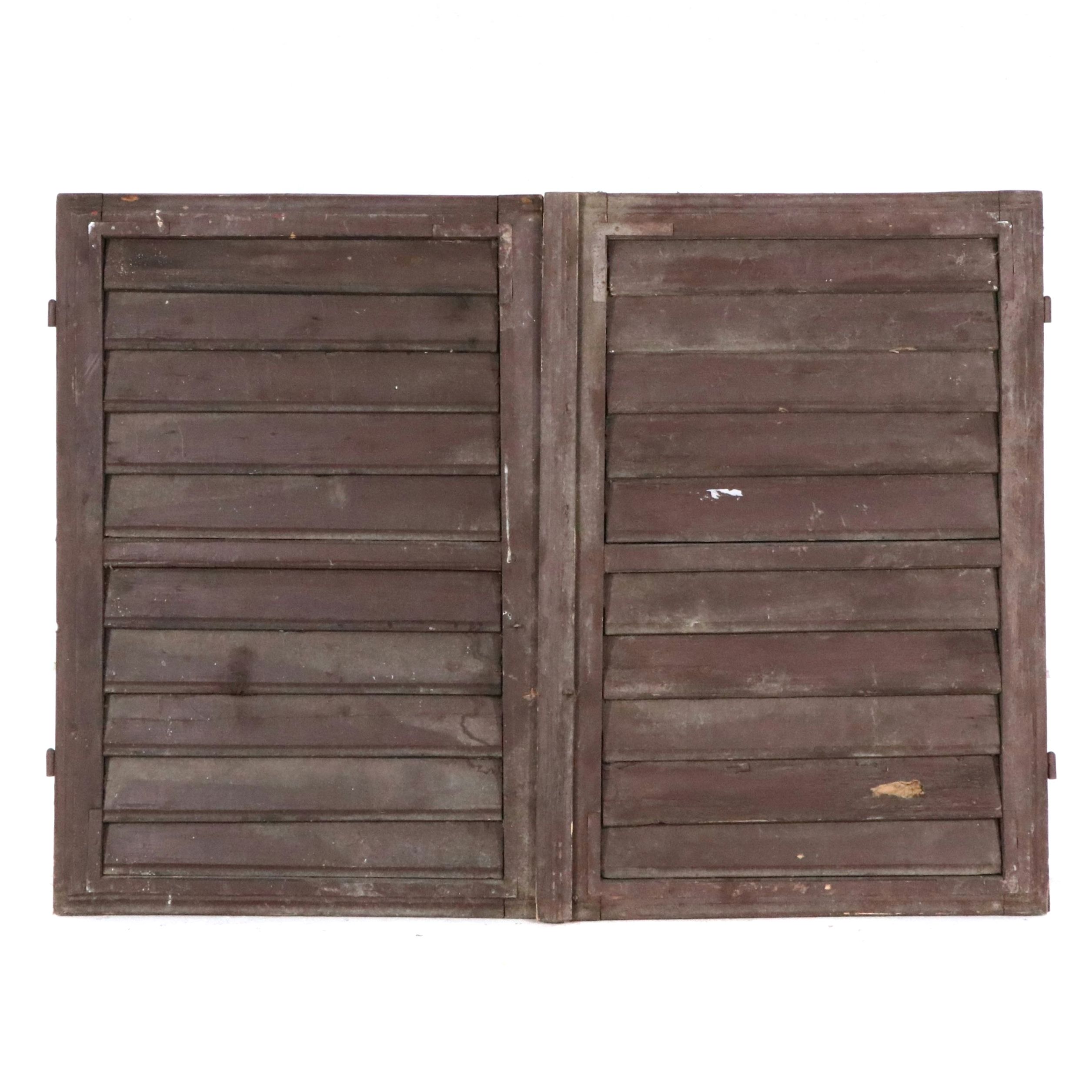 Pair of Brown-Painted Wood Louvered Shutters