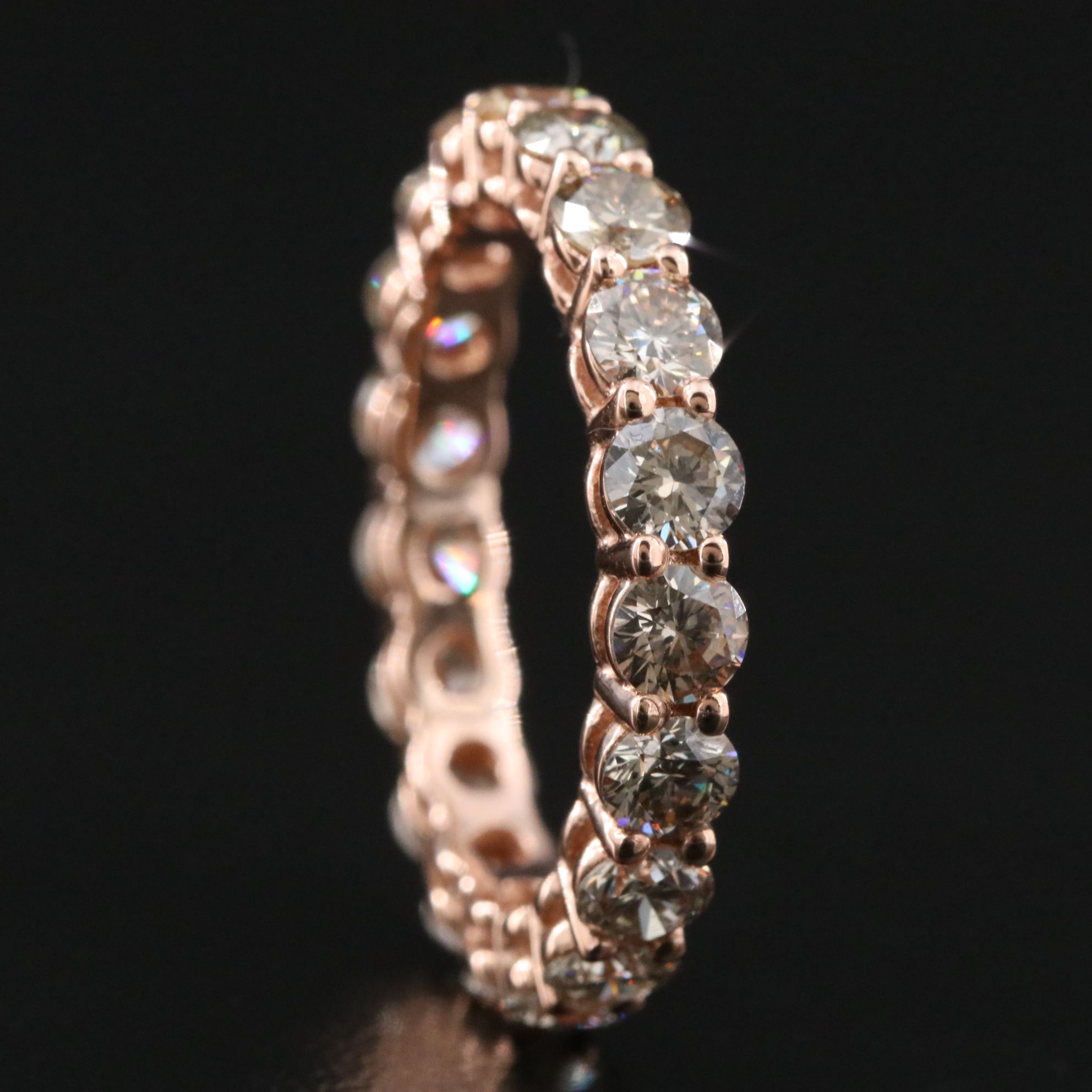 14K Rose Gold 3.09 CTW Diamond Eternity Band with IGI Jewelry Report