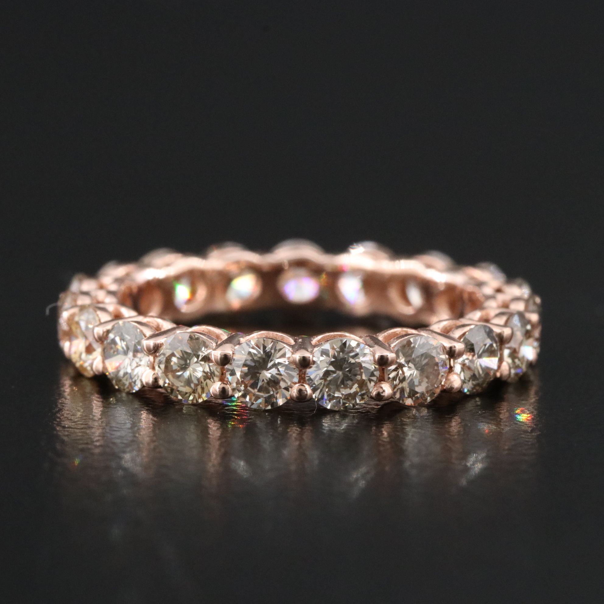 14K Rose Gold 3.09 CTW Diamond Eternity Band with IGI Jewelry Report