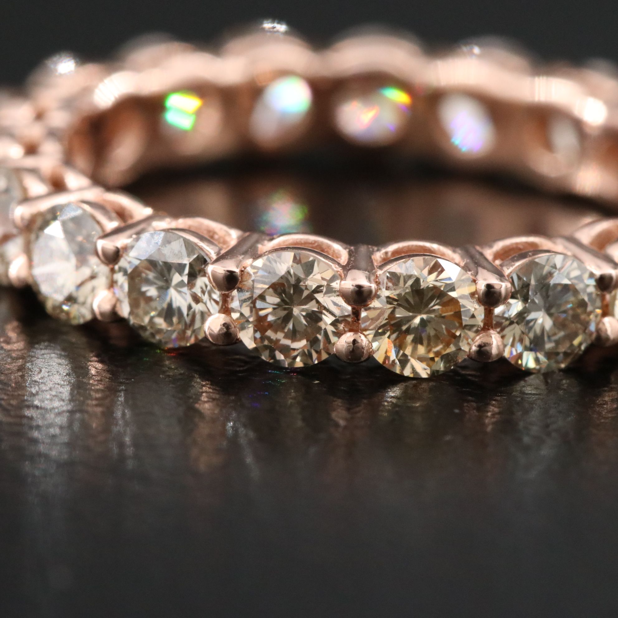 14K Rose Gold 3.09 CTW Diamond Eternity Band with IGI Jewelry Report