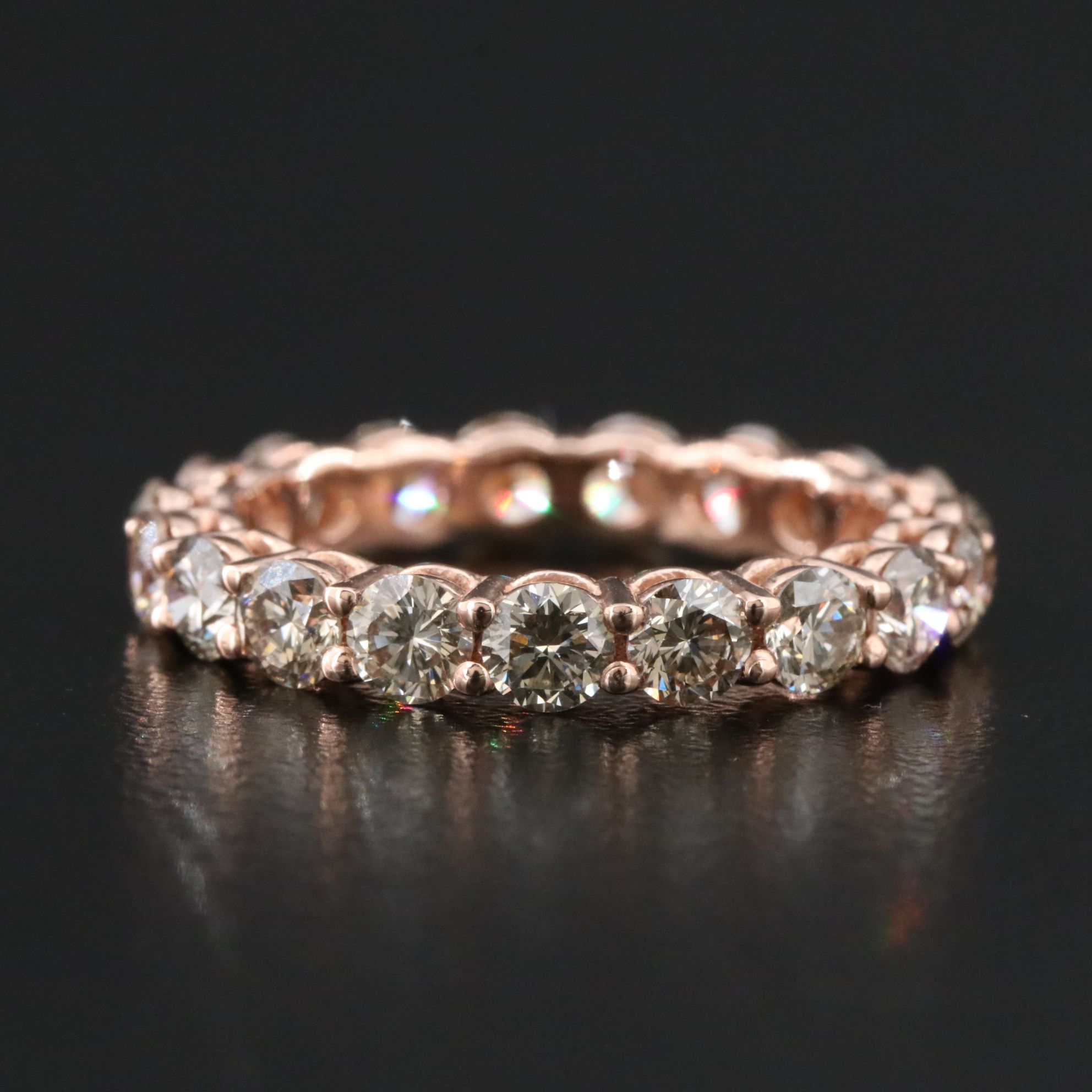 14K Rose Gold 3.09 CTW Diamond Eternity Band with IGI Jewelry Report