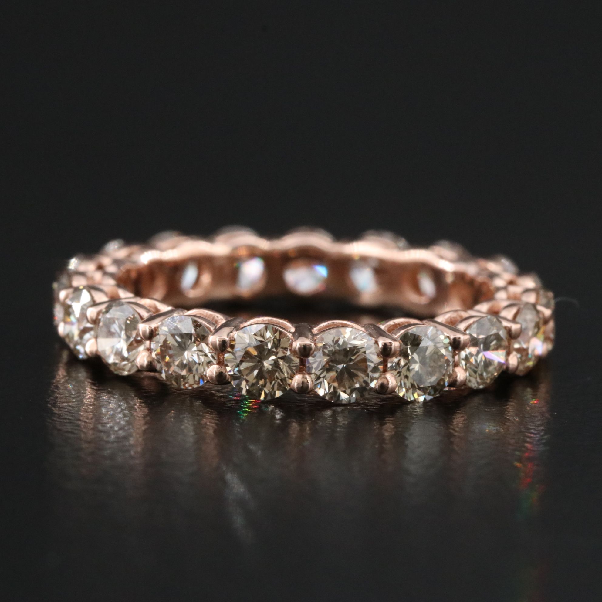 14K Rose Gold 3.09 CTW Diamond Eternity Band with IGI Jewelry Report