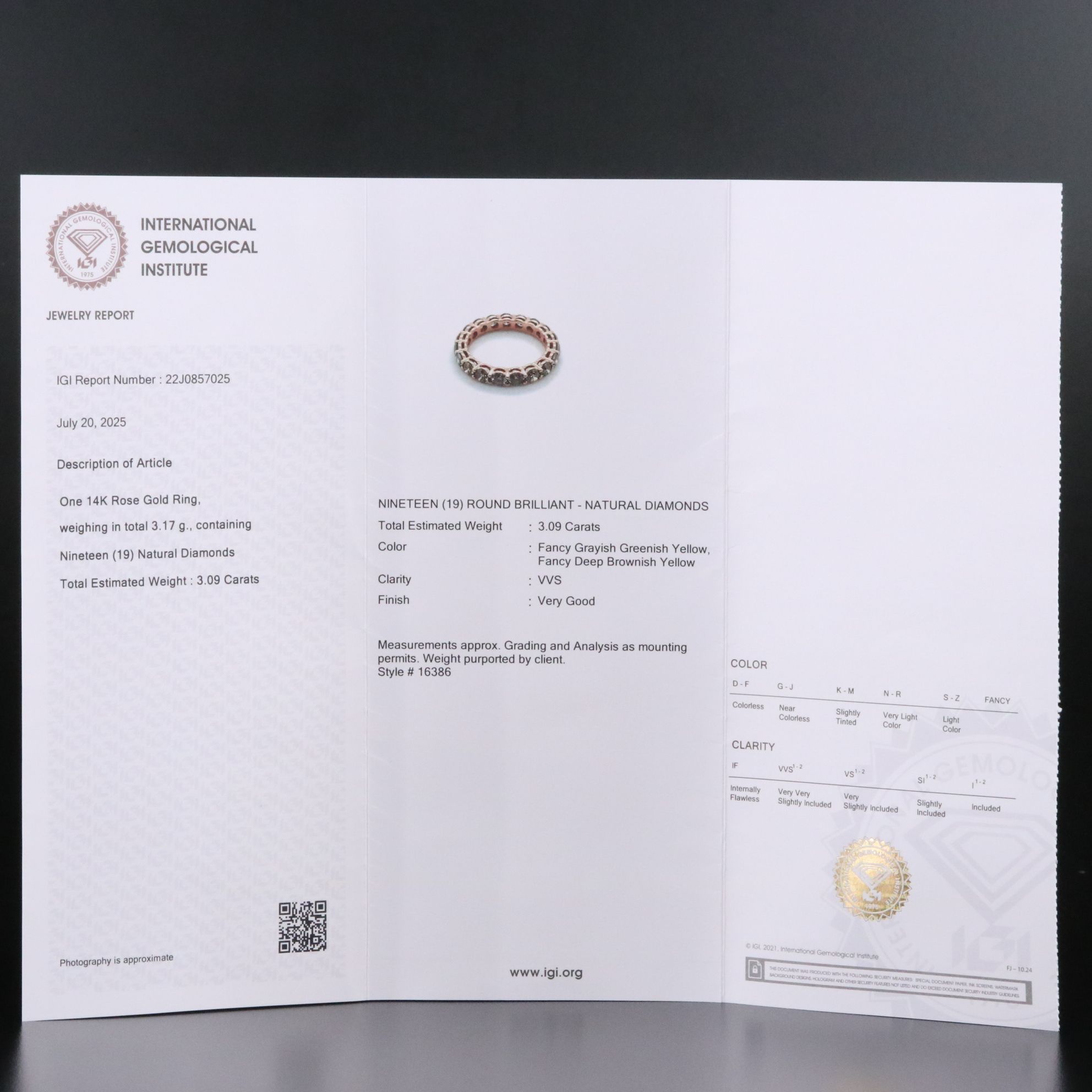 14K Rose Gold 3.09 CTW Diamond Eternity Band with IGI Jewelry Report