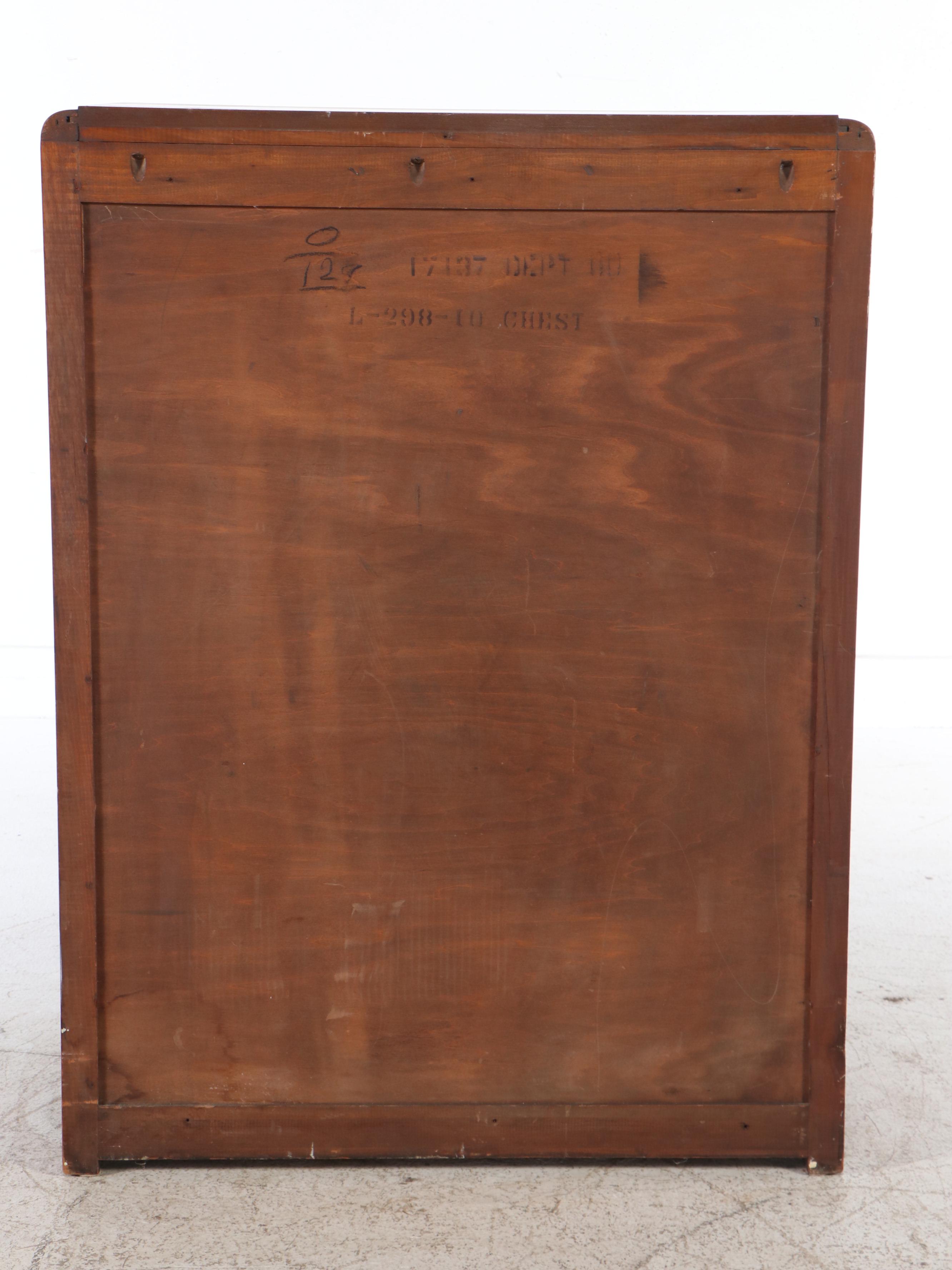 Art Deco Style Burl Wood Five-Drawer Chest, Early to Mid-20th Century