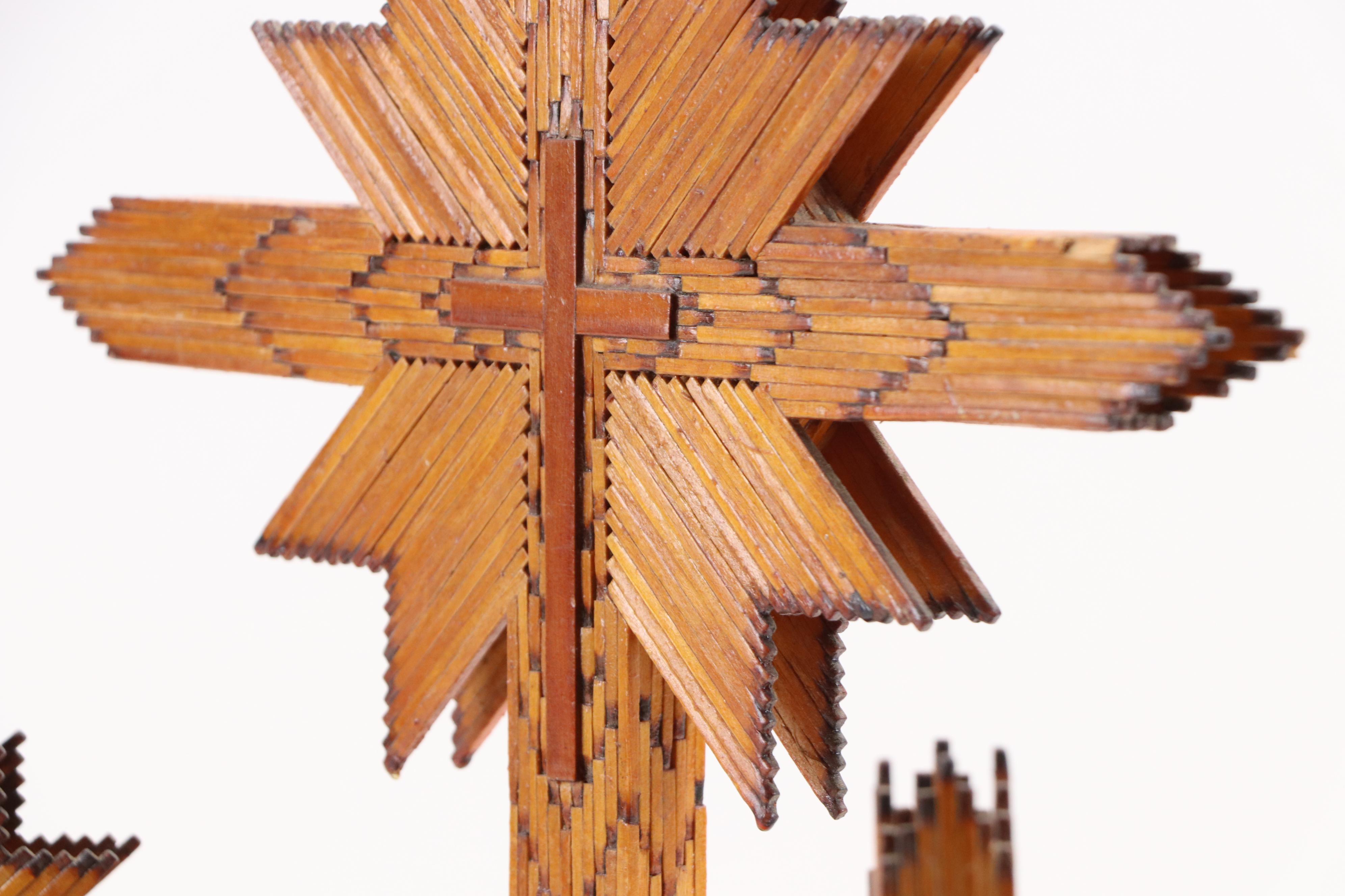Matchstick Tramp Art Calvary Cross Sculpture, 20th Century