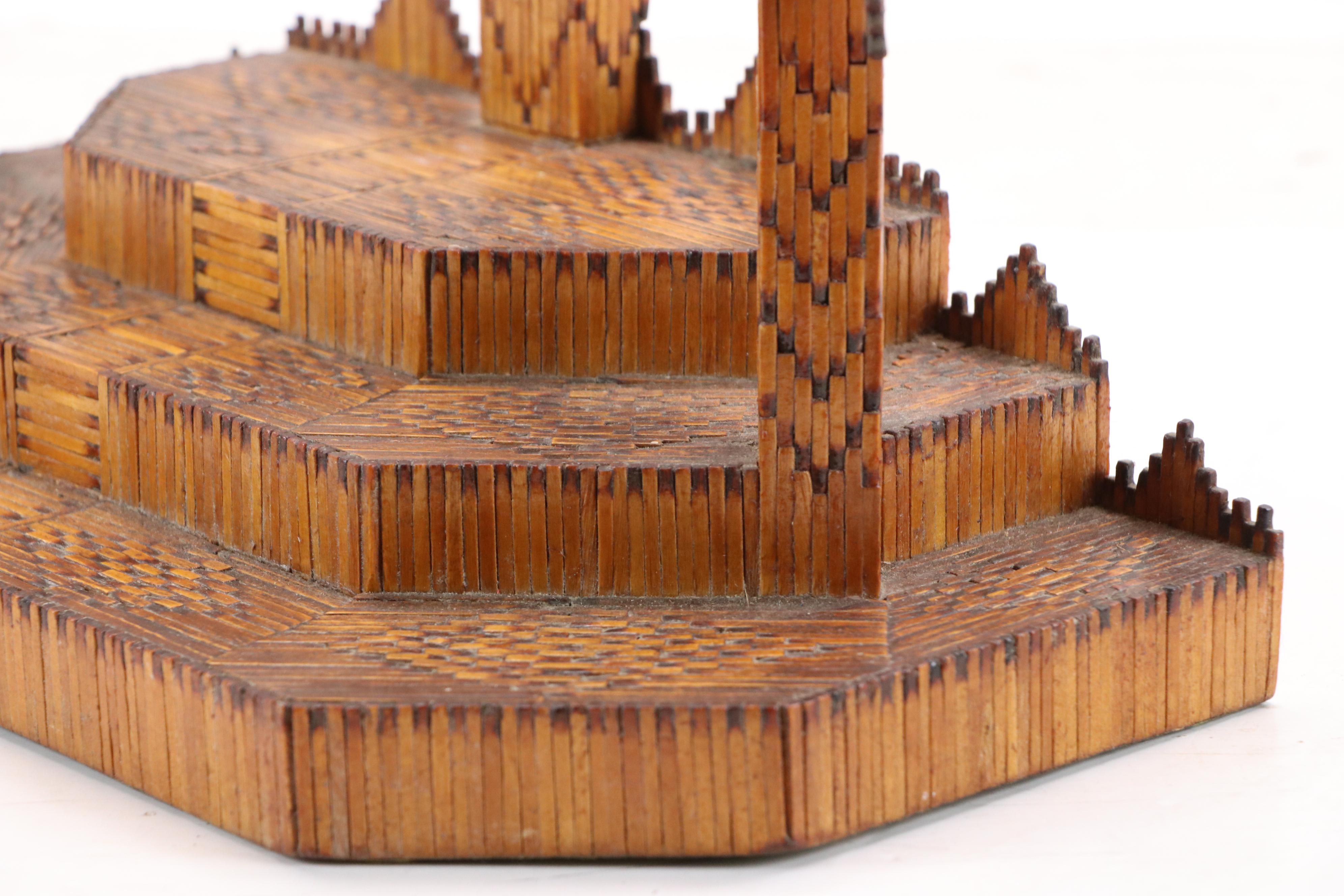 Matchstick Tramp Art Calvary Cross Sculpture, 20th Century