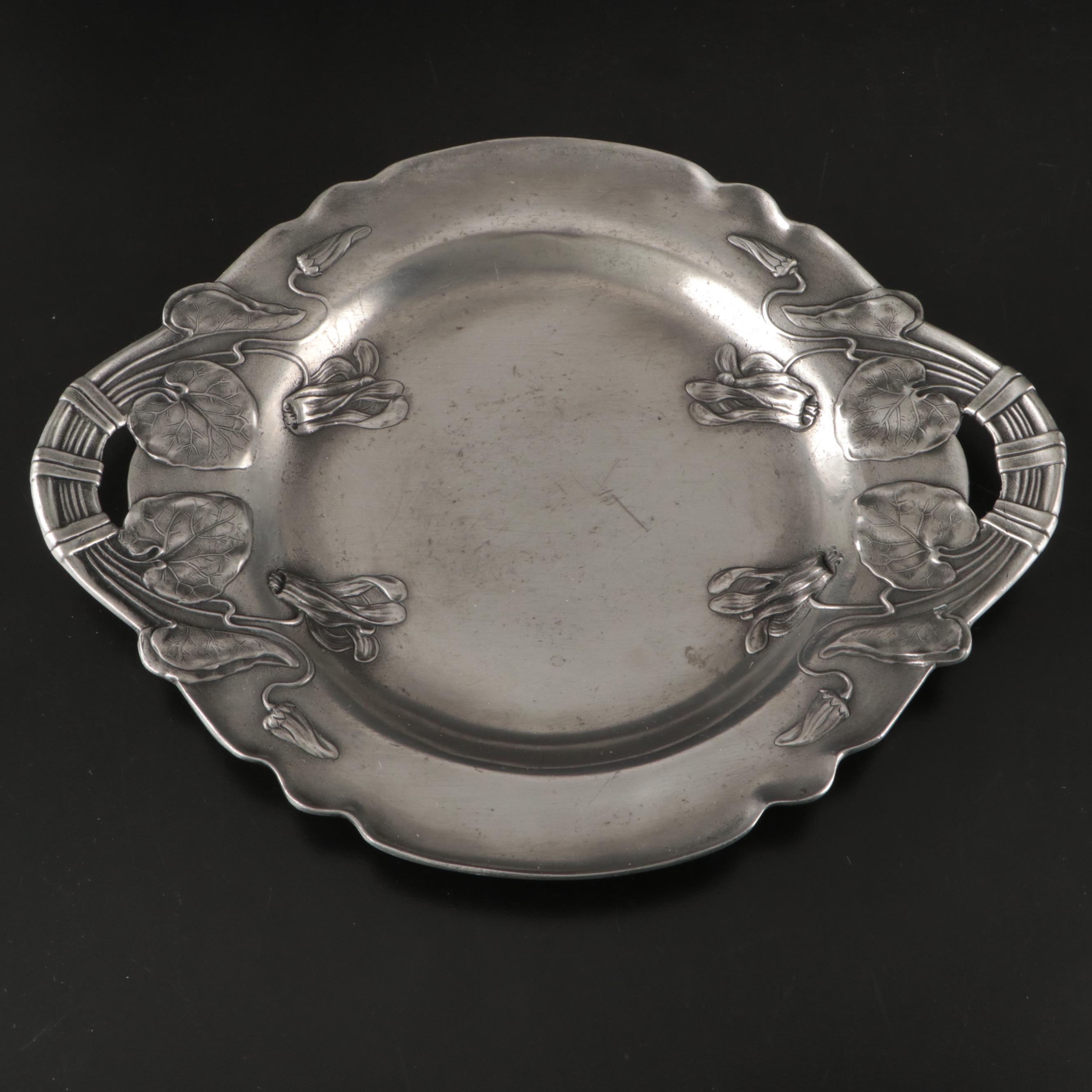 Achille Gamba Art Nouveau Style Pewter Tray, 20th Century
