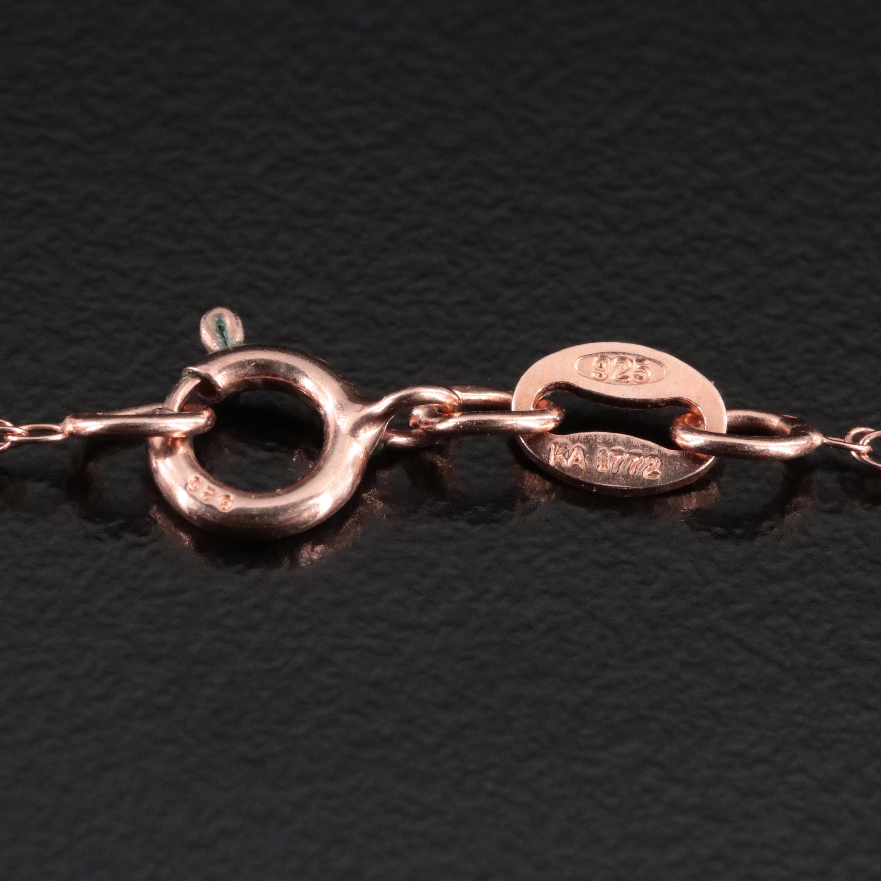 Sterling Rose Tone Diamond Pendant Necklace