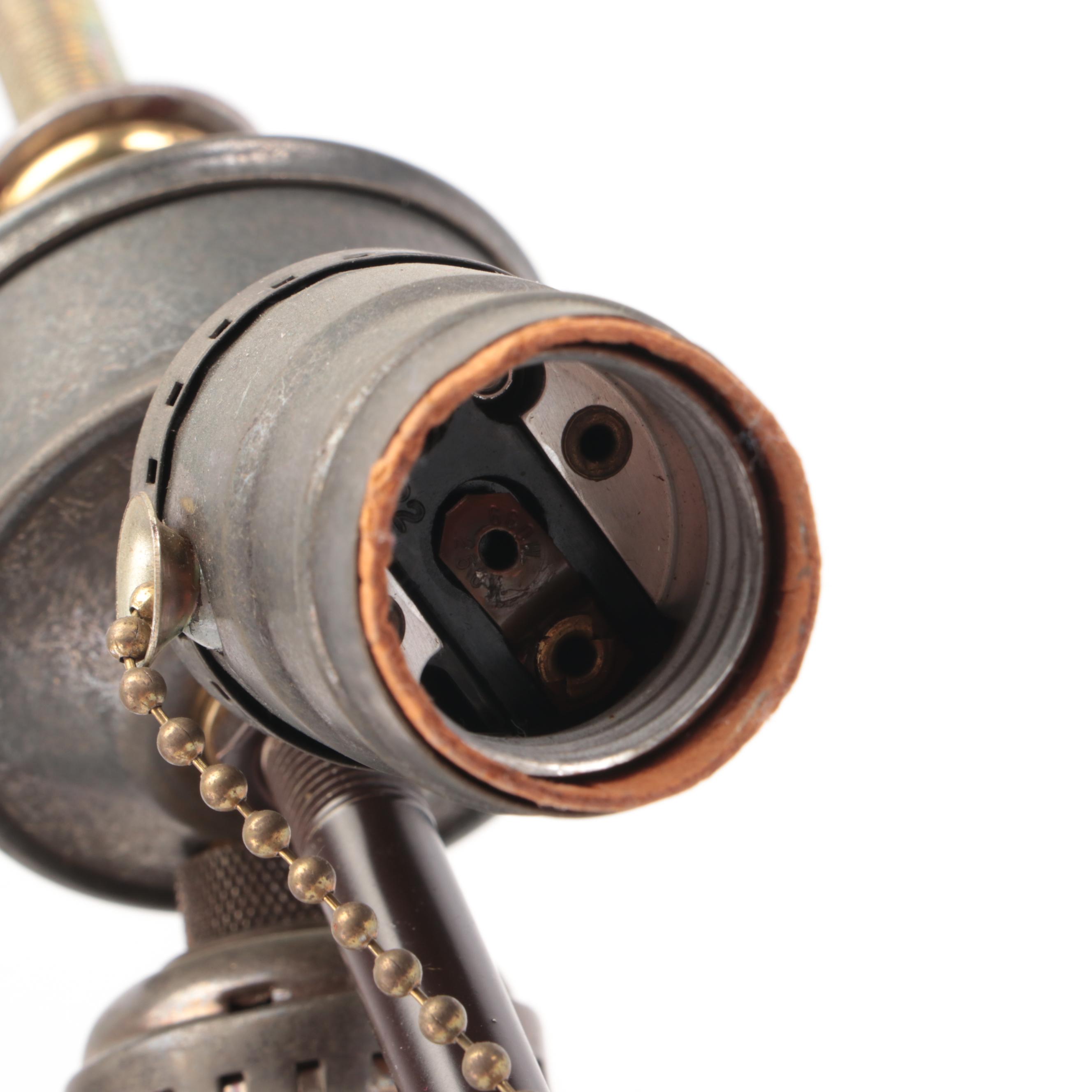 Art Nouveau Style Tree with Art Deco Style Female Figural Metal Table Lamps