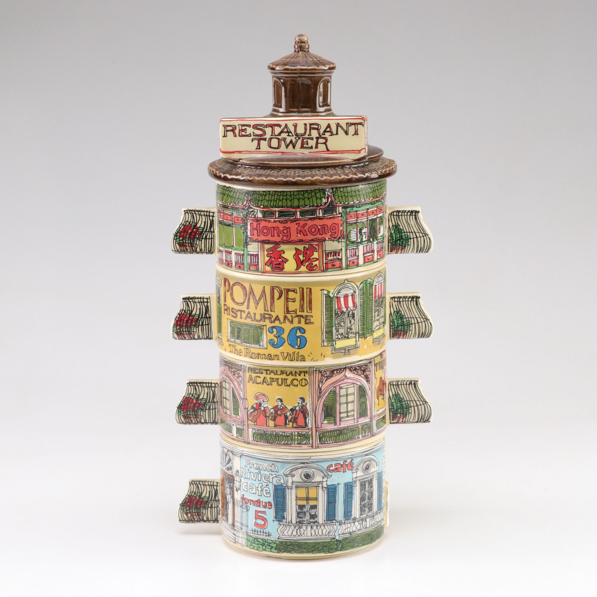 Enesco "Restaurant Tower" Stacking Soup Bowl Set