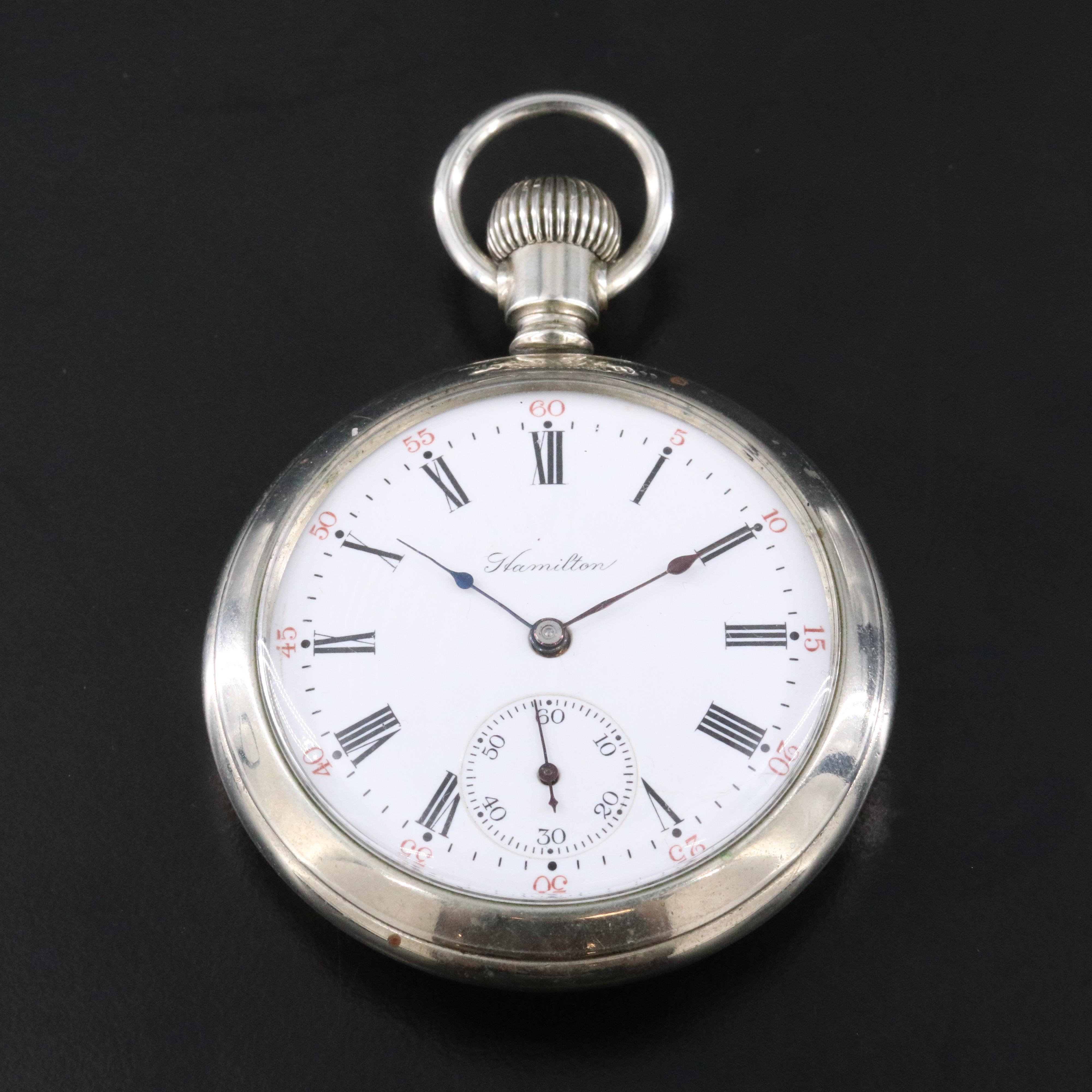 1910 Hamilton Watch Co. Pocket Watch with Exhibition Case Back