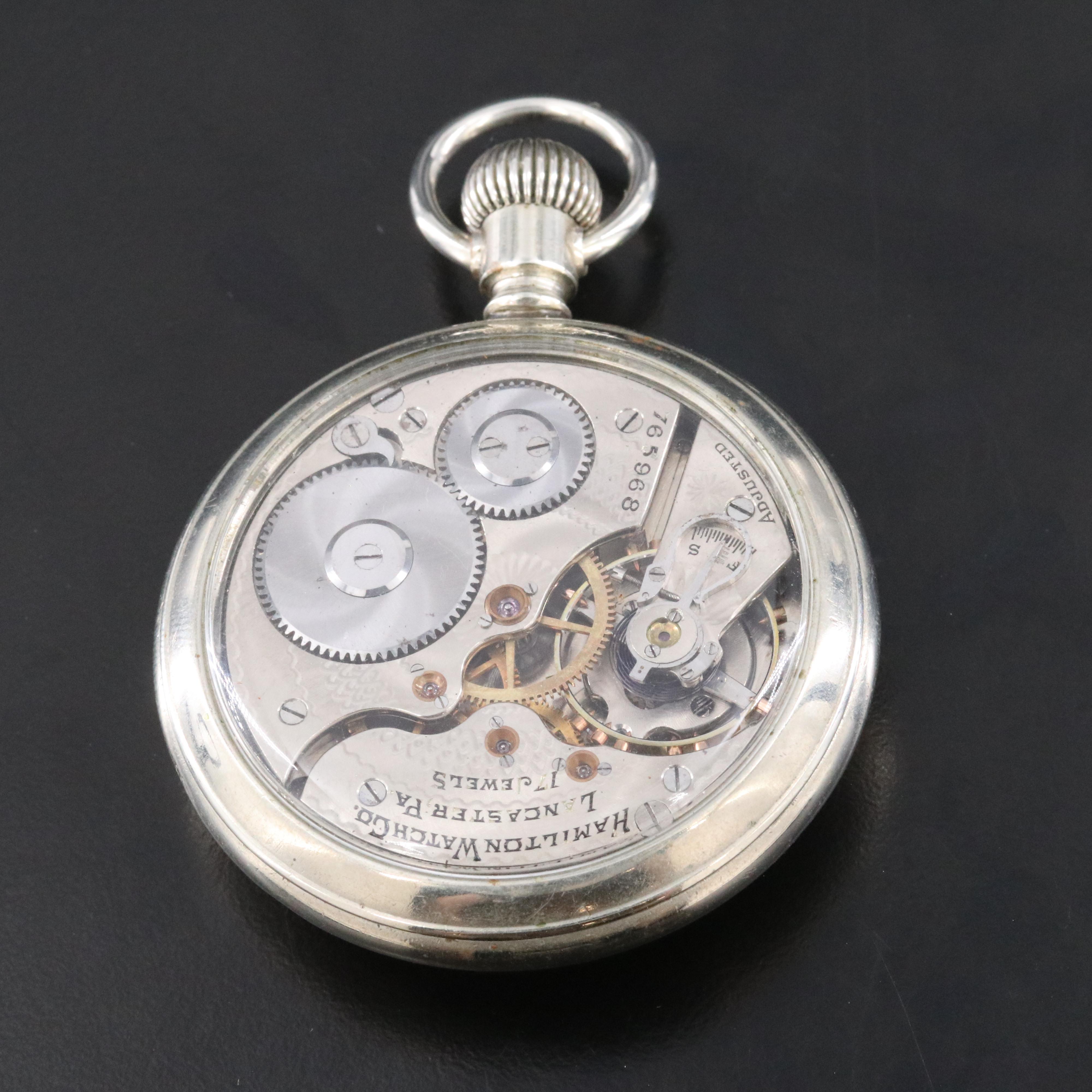 1910 Hamilton Watch Co. Pocket Watch with Exhibition Case Back
