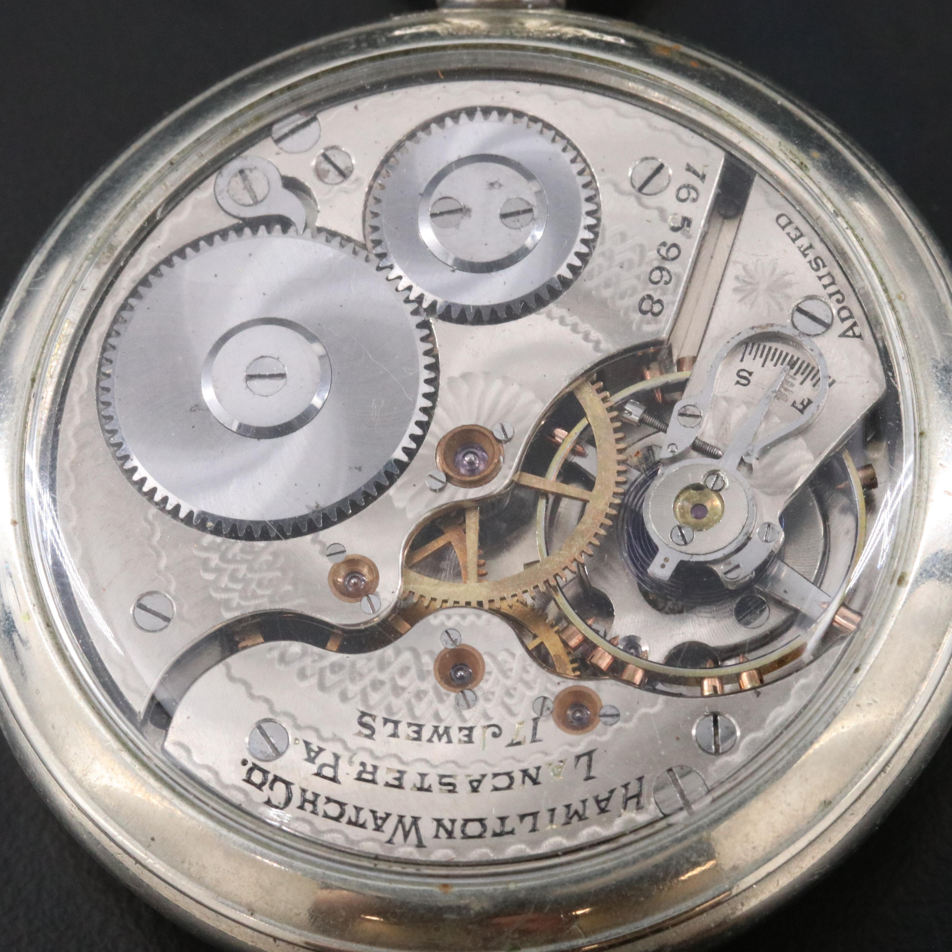 1910 Hamilton Watch Co. Pocket Watch with Exhibition Case Back