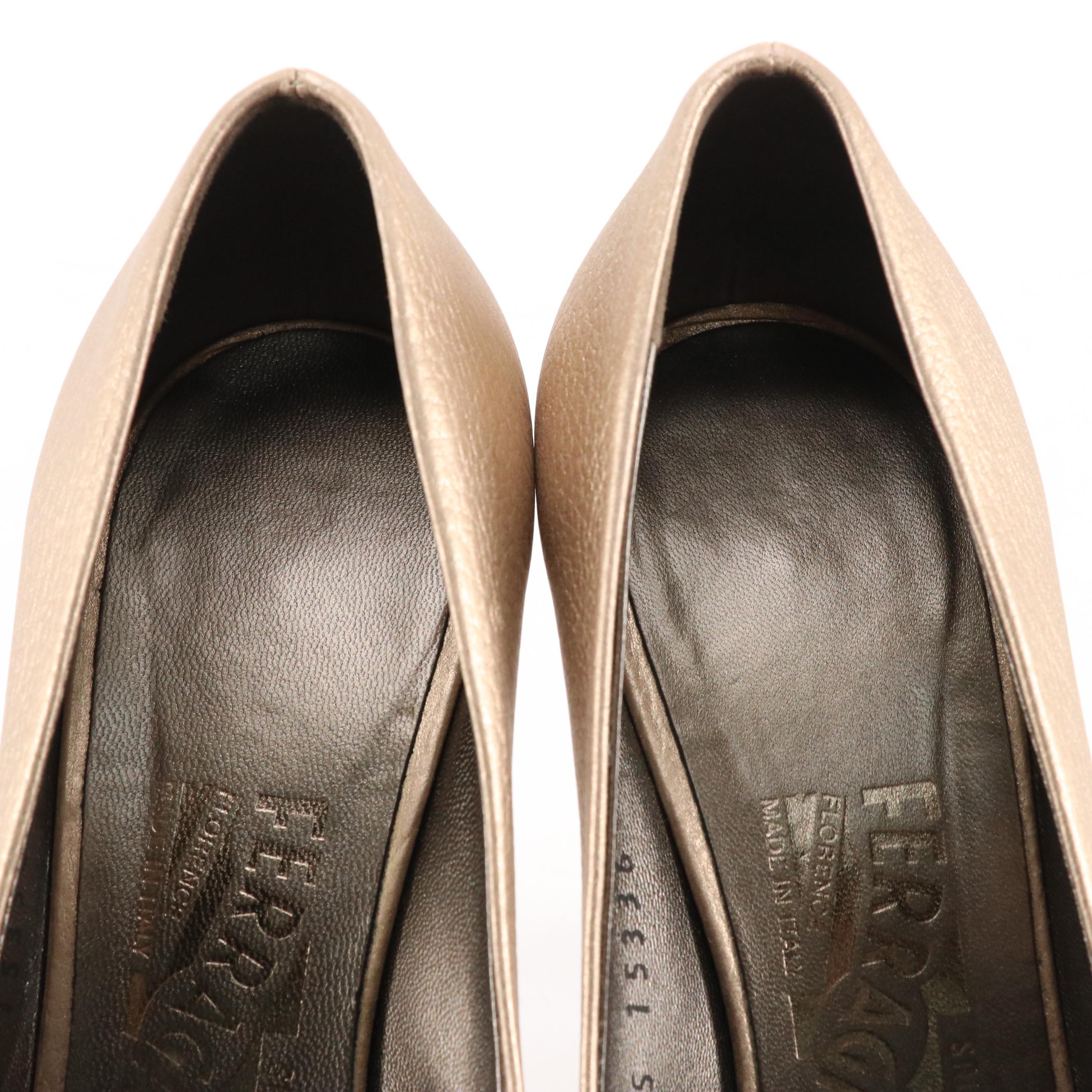 Salvatore Ferragamo Vara Bow Peek Toe Platform Pumps with Box