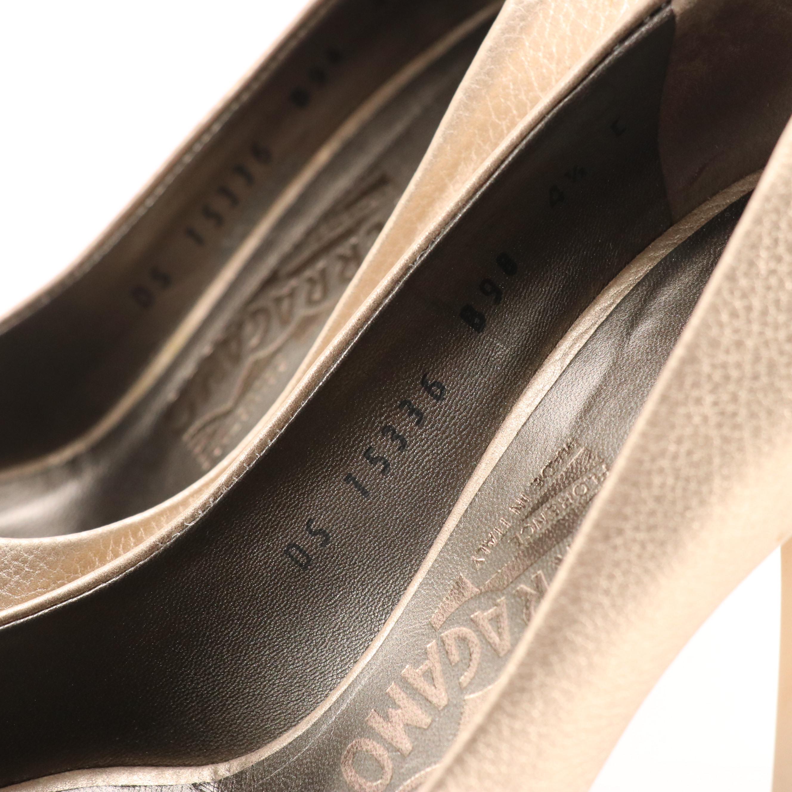 Salvatore Ferragamo Vara Bow Peek Toe Platform Pumps with Box