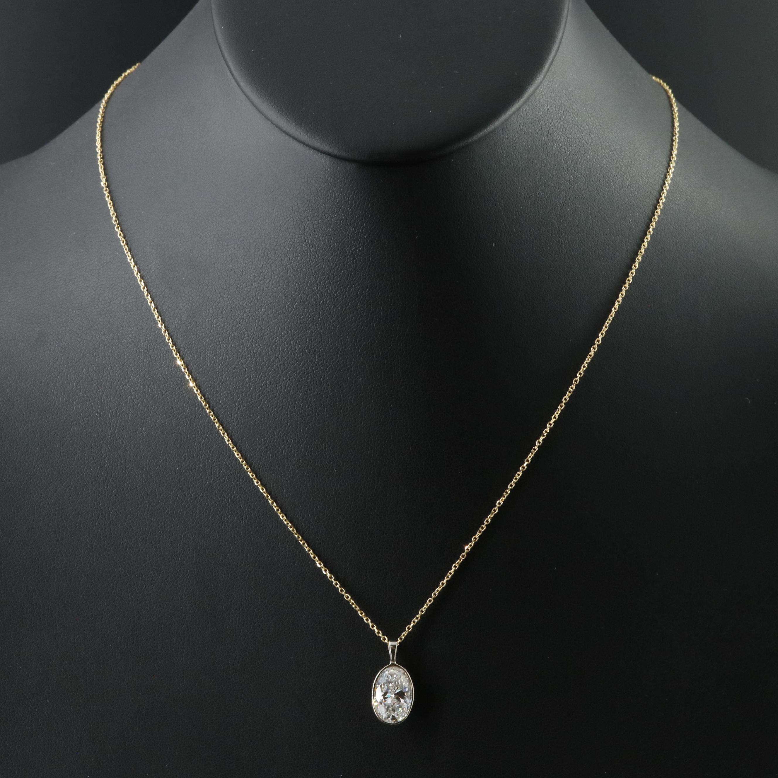 14K Two Tone Gold 3.04 CT Lab Grown Diamond Pendant Necklace with IGI Report