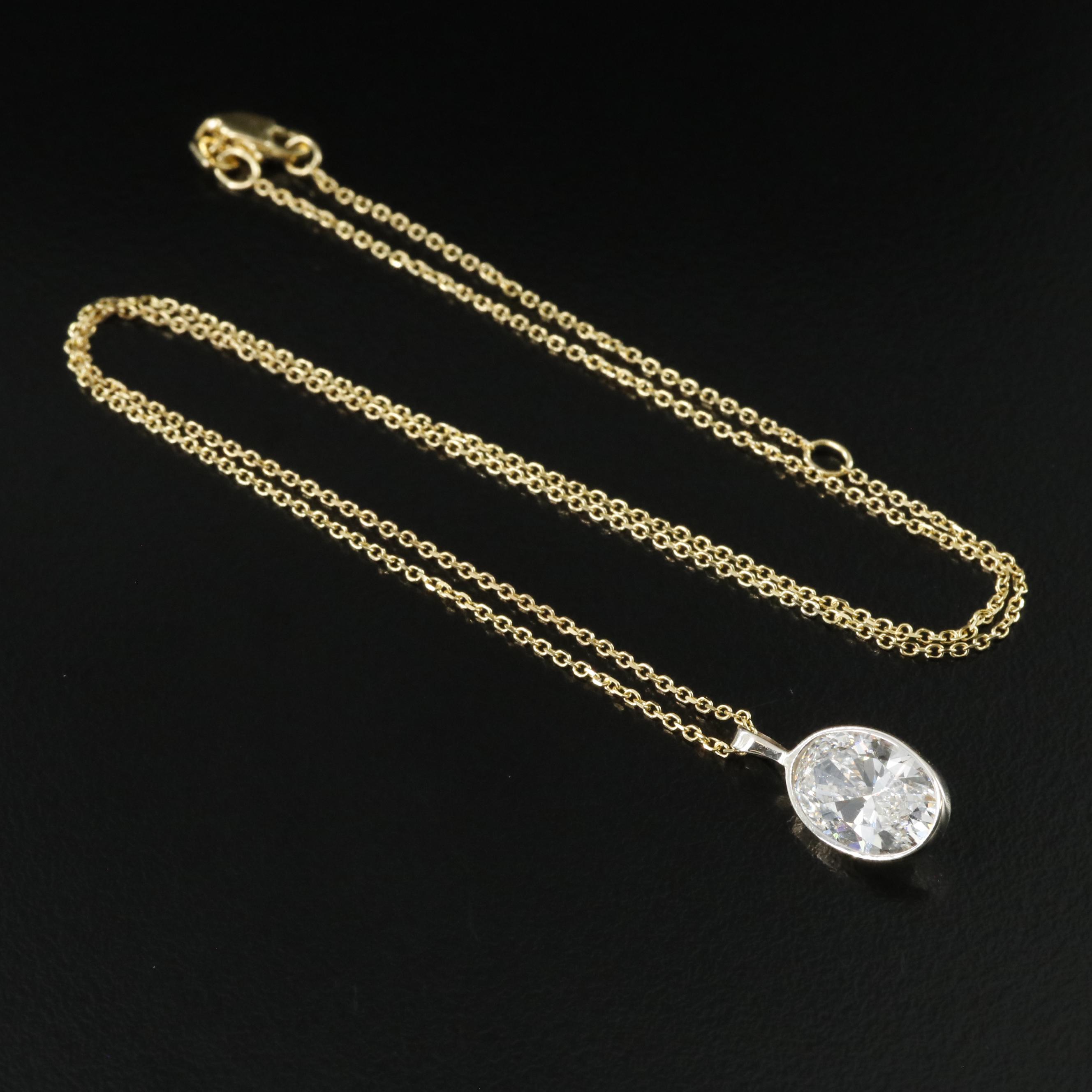 14K Two Tone Gold 3.04 CT Lab Grown Diamond Pendant Necklace with IGI Report